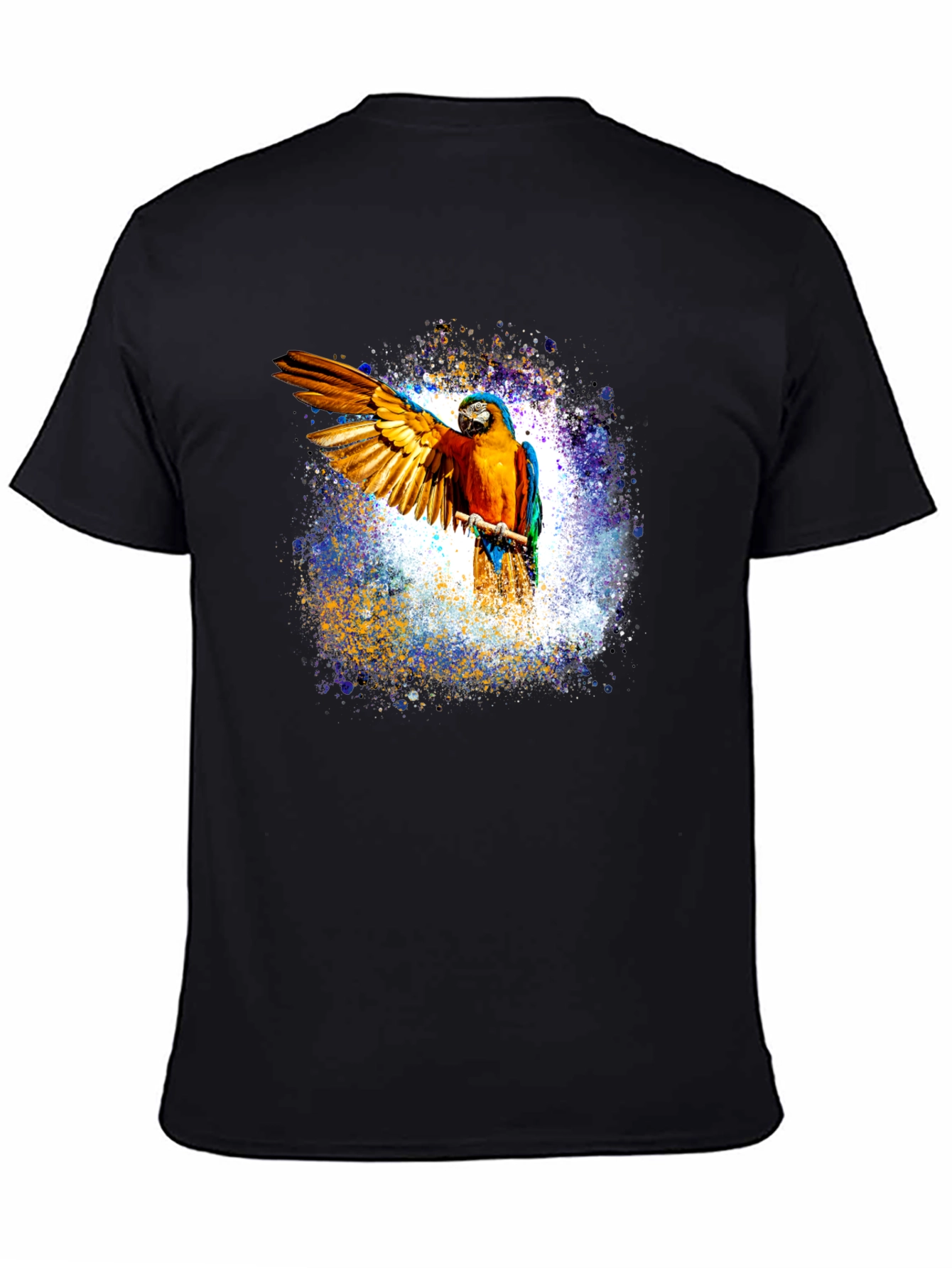 Macaw Parrot Graphic Black T-Shirt