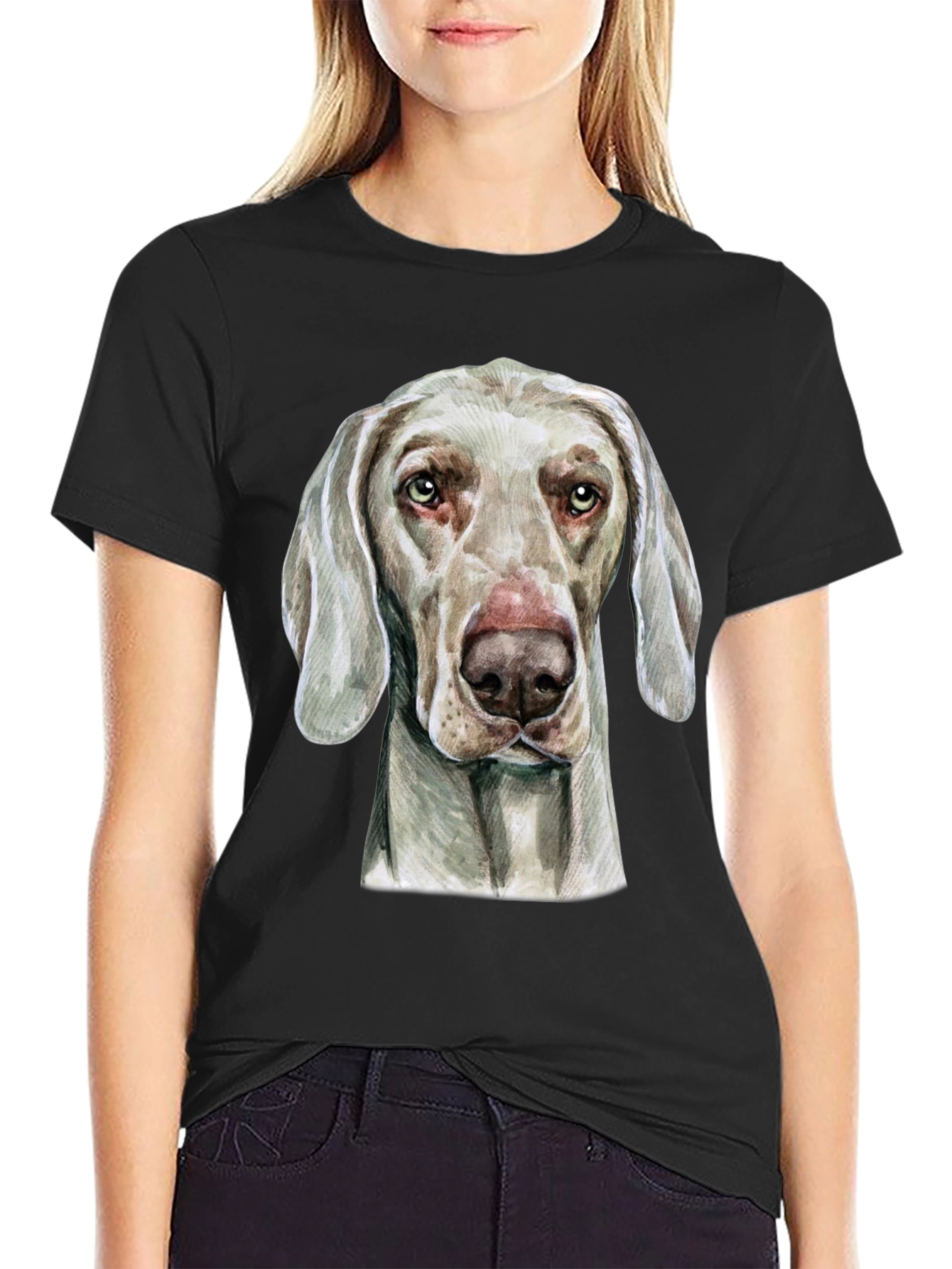 Weimaraner Dog Graphic T-Shirt - Unisex Black Tee