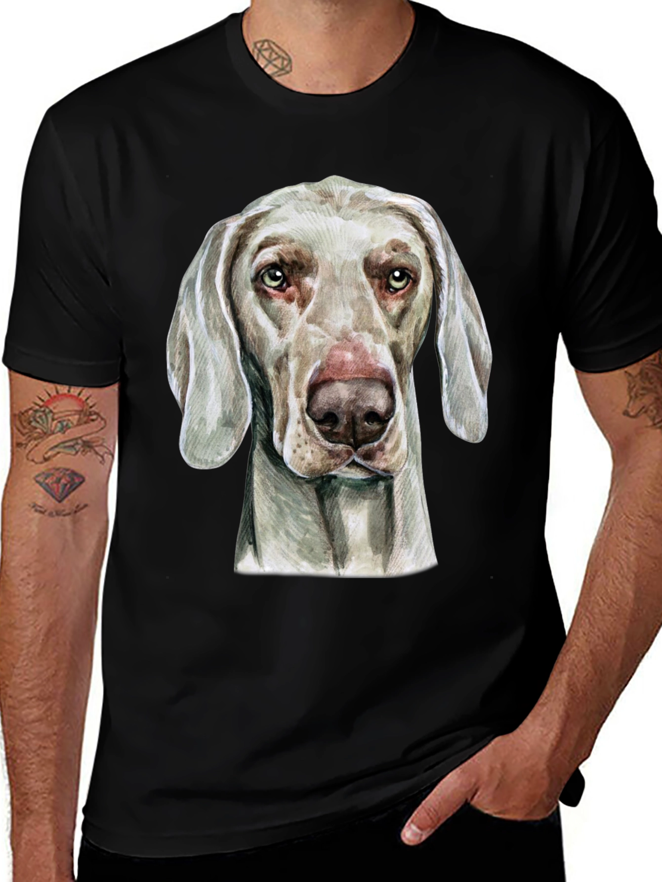 Weimaraner Dog Graphic T-Shirt - Unisex Black Tee