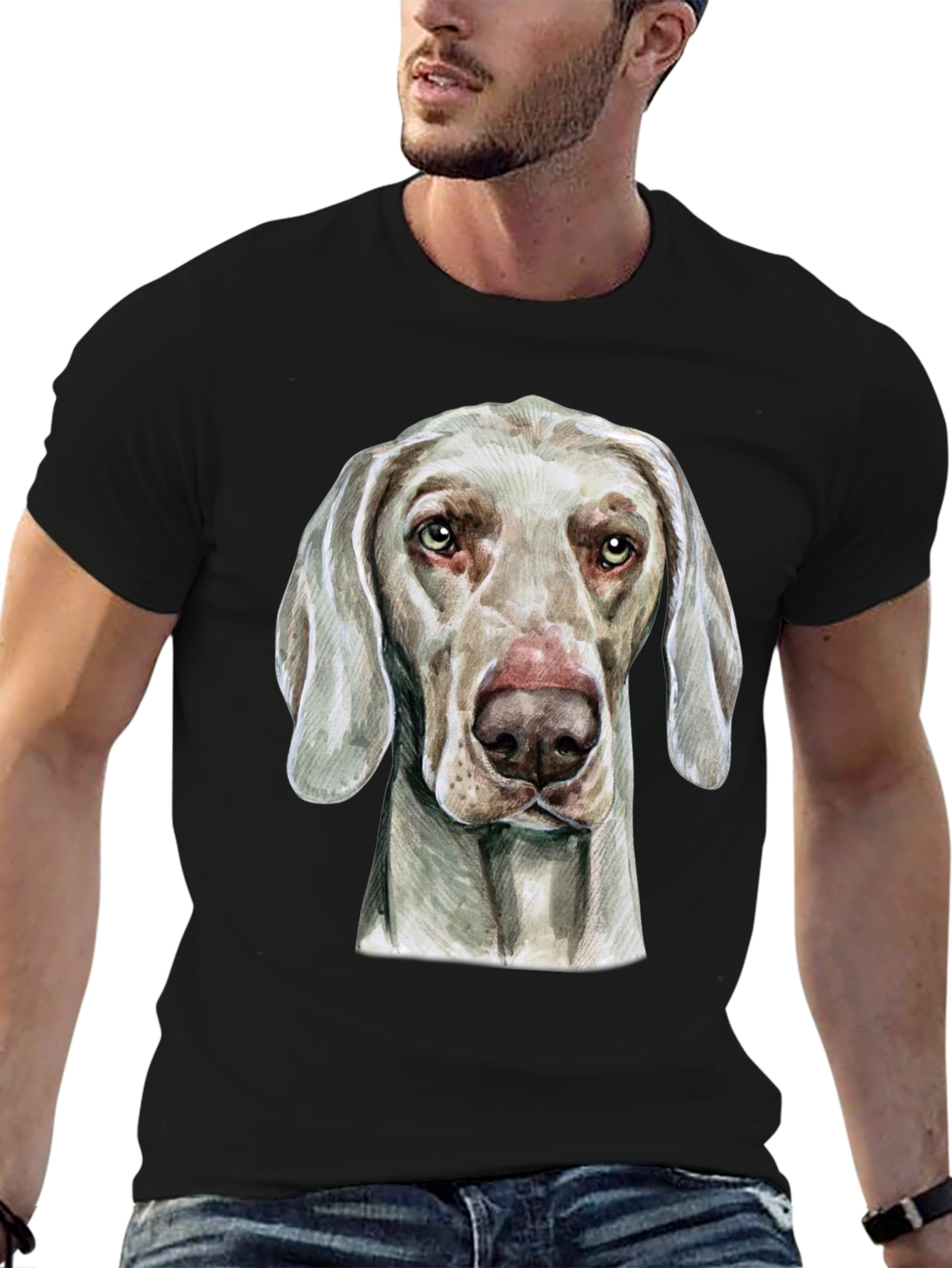 Weimaraner Dog Graphic T-Shirt - Unisex Black Tee