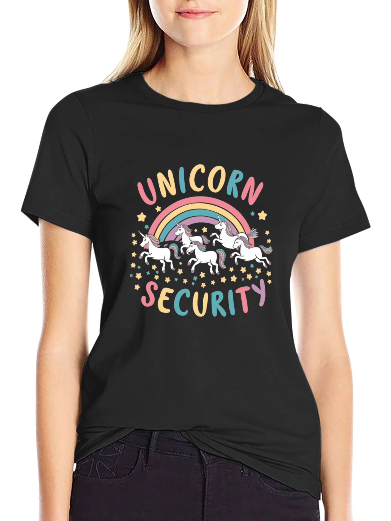 Unicorn Security Graphic T-Shirt - Black