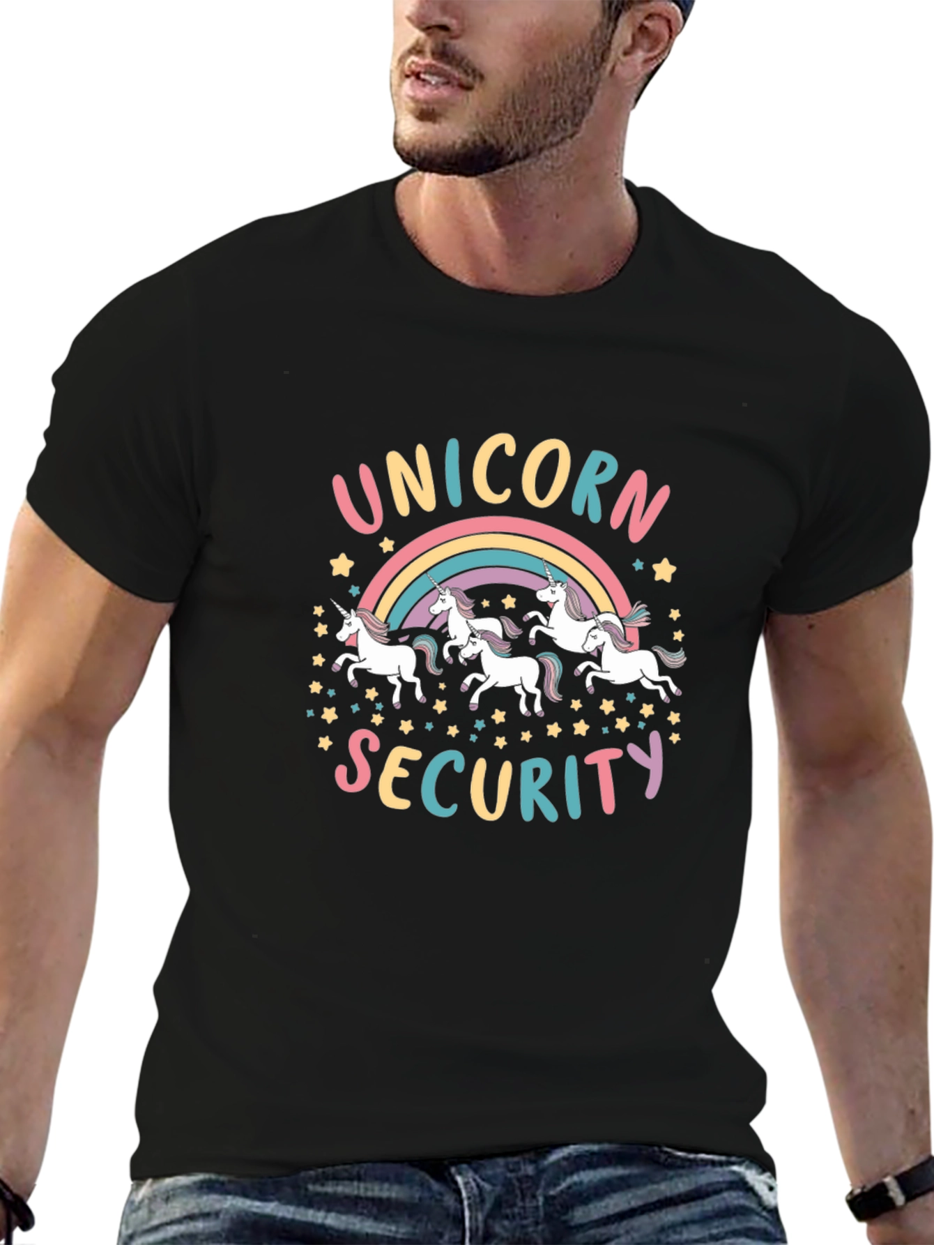 Unicorn Security Graphic T-Shirt - Black
