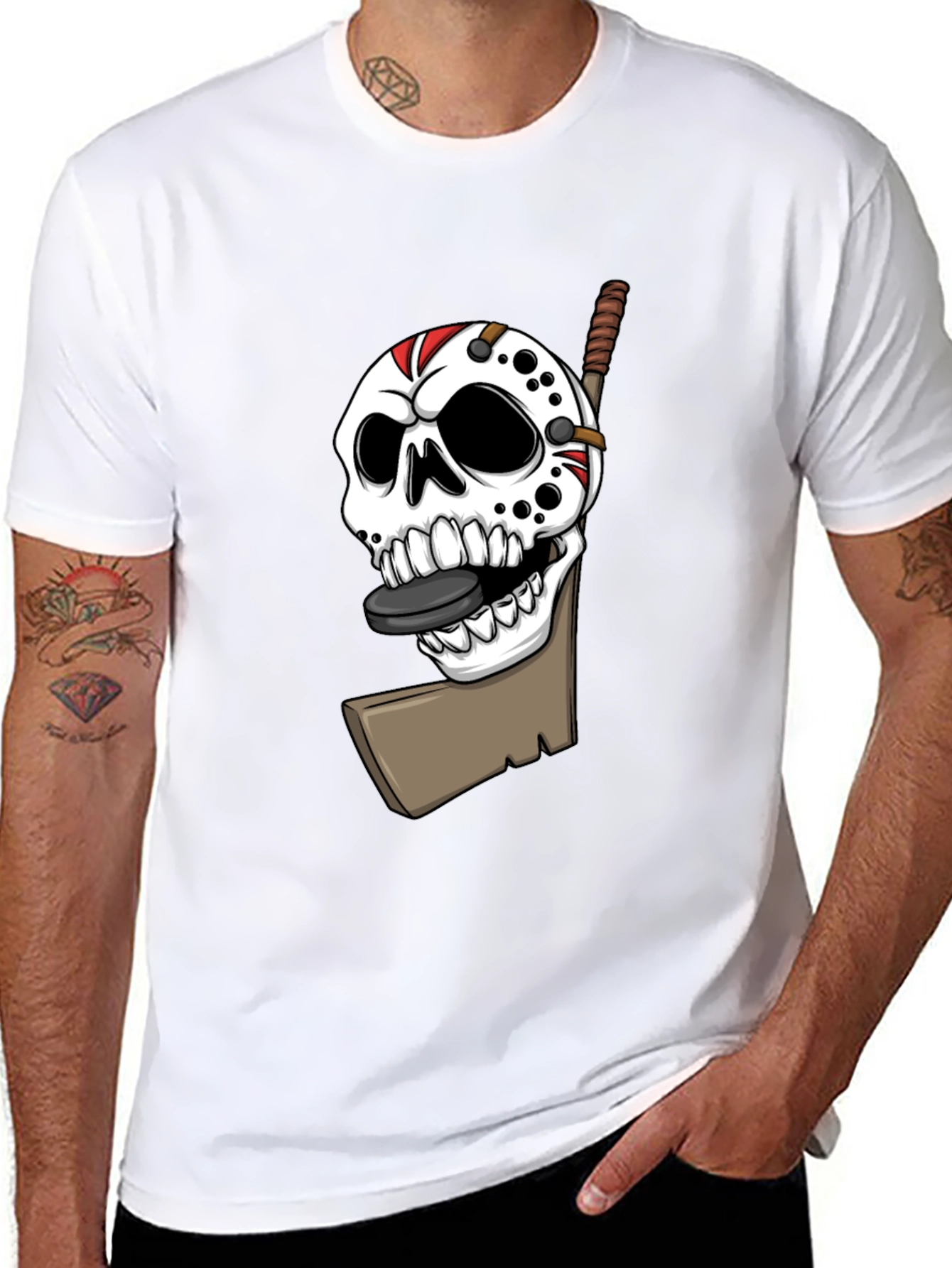 Hockey Skull T-Shirt - Black Graphic Tee