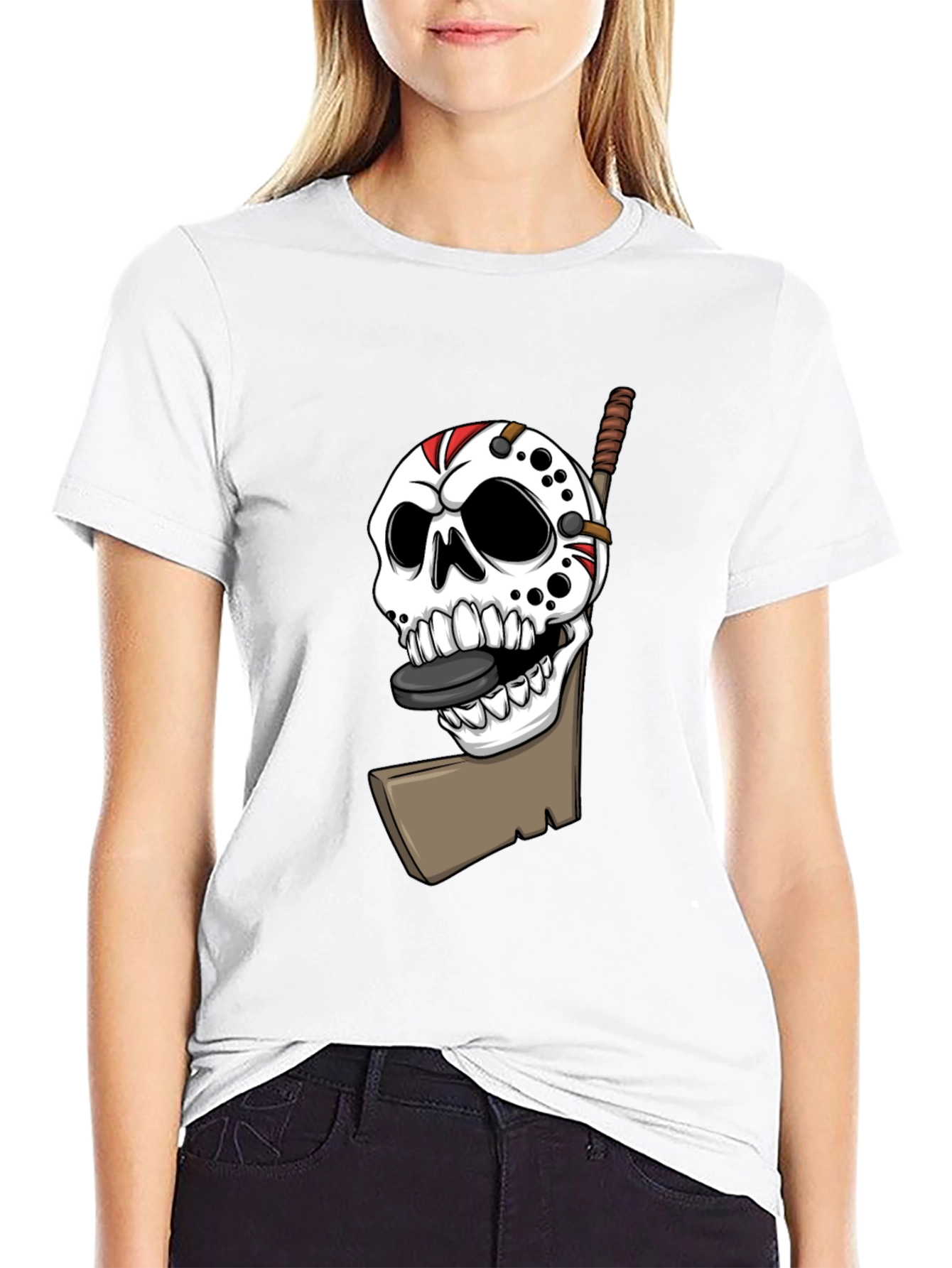 Hockey Skull T-Shirt - Black Graphic Tee