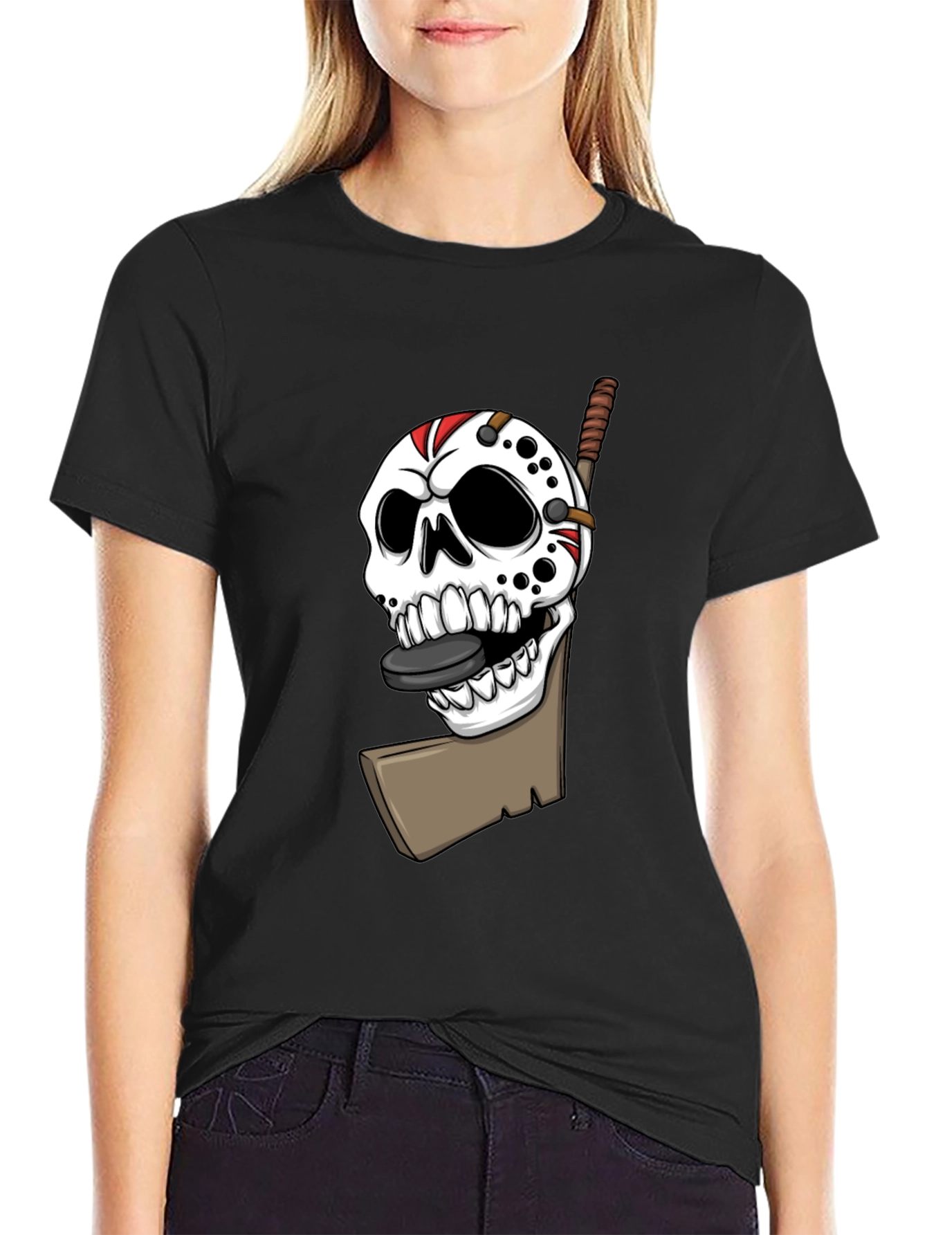 Hockey Skull T-Shirt - Black Graphic Tee