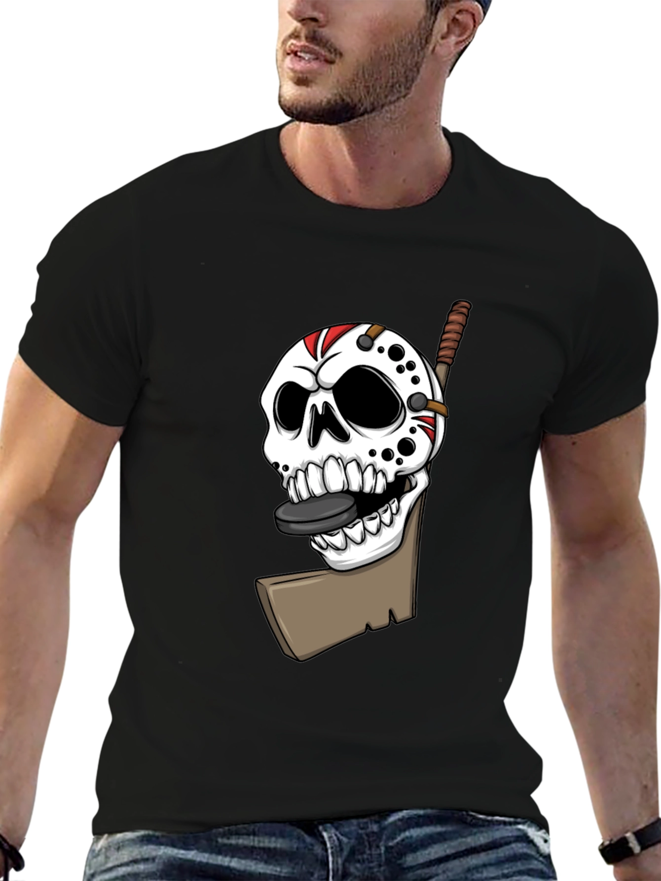 Hockey Skull T-Shirt - Black Graphic Tee