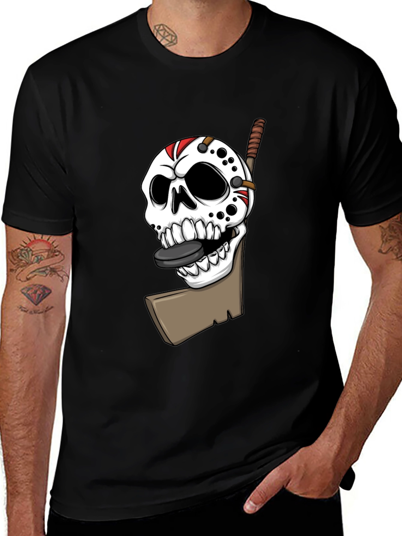 Hockey Skull T-Shirt - Black Graphic Tee