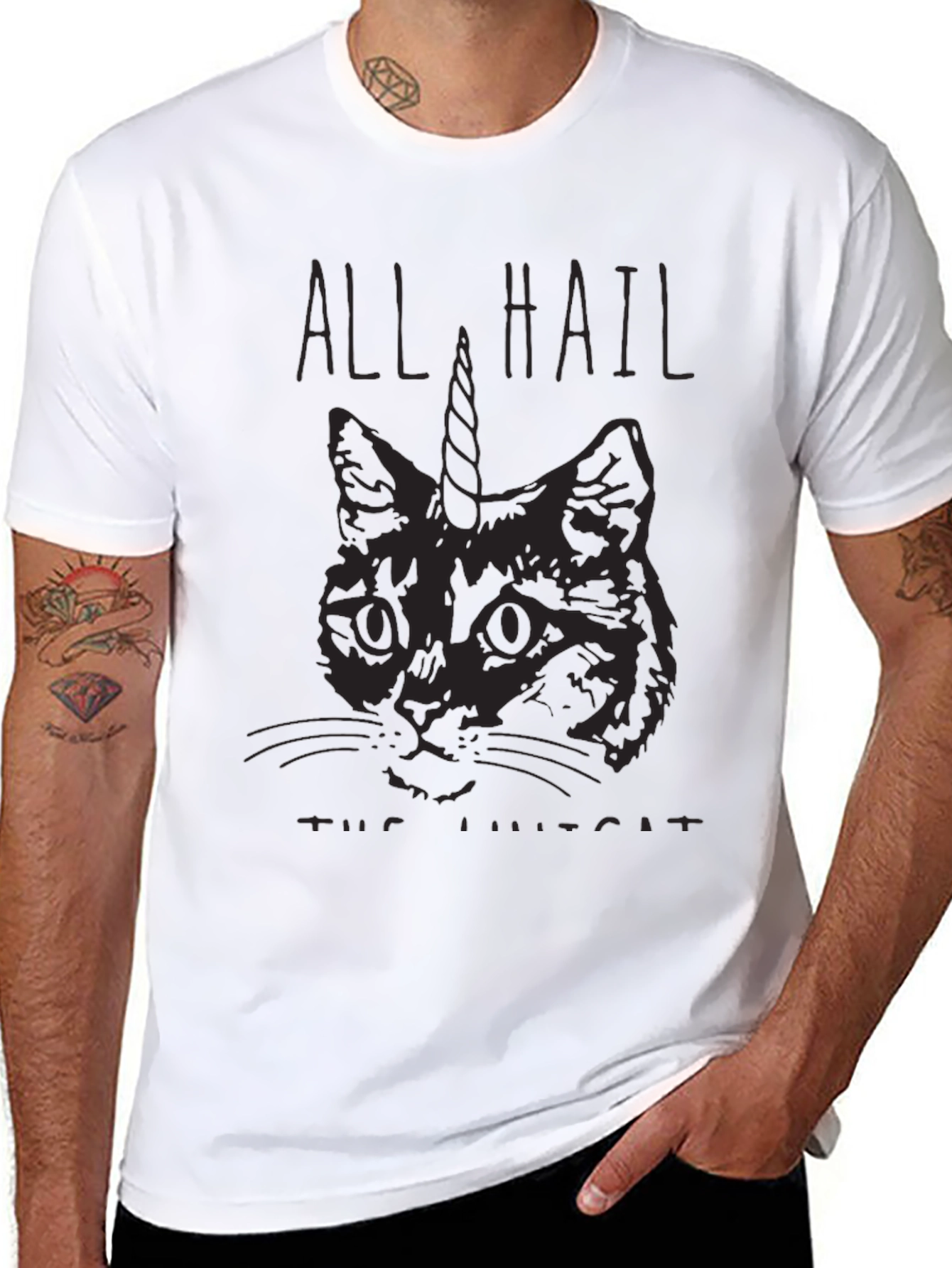 All Hail the Unicat Black T-Shirt