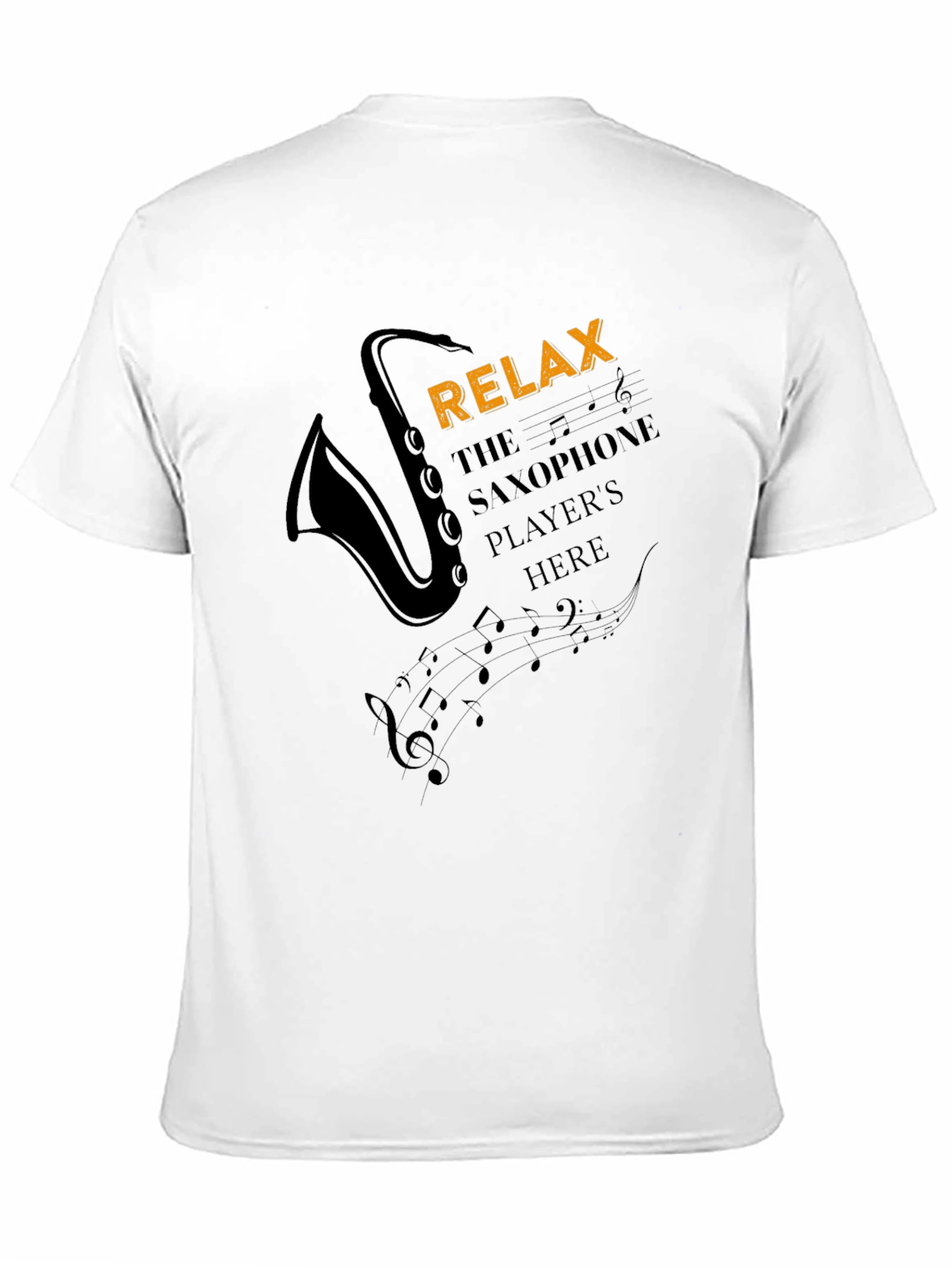 Relax Saxophone Player Mens Black Graphic T-Shirt