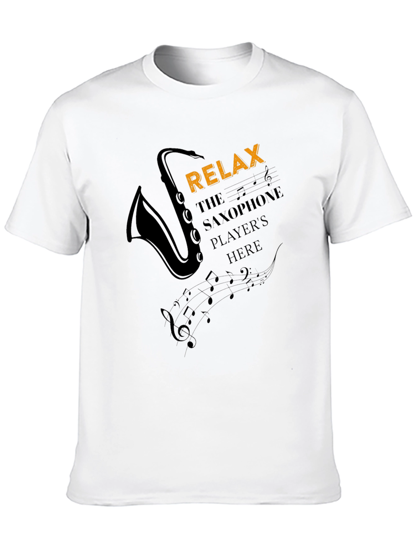 Relax Saxophone Player Mens Black Graphic T-Shirt