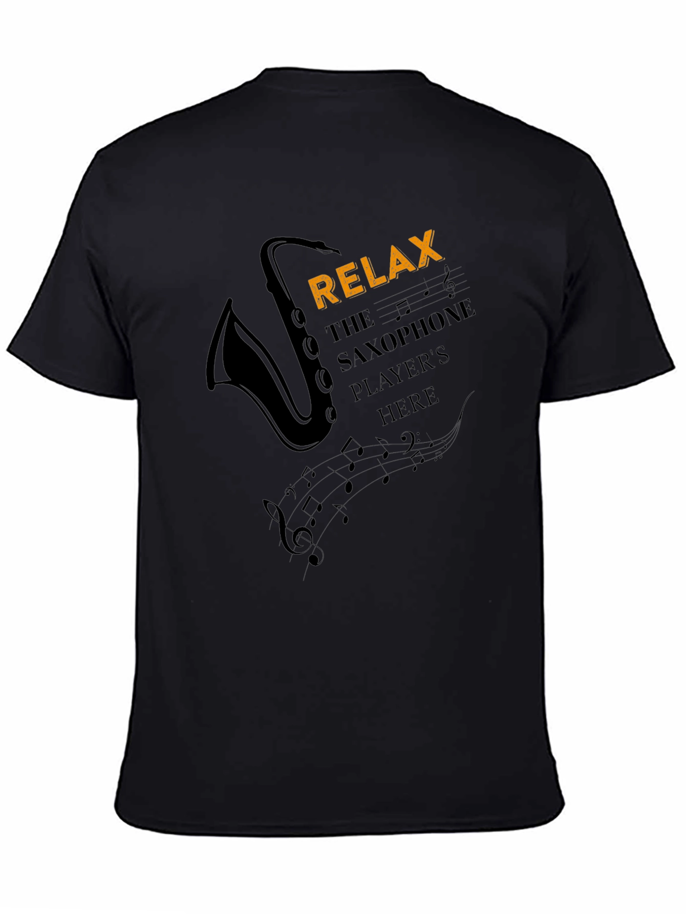 Relax Saxophone Player Mens Black Graphic T-Shirt