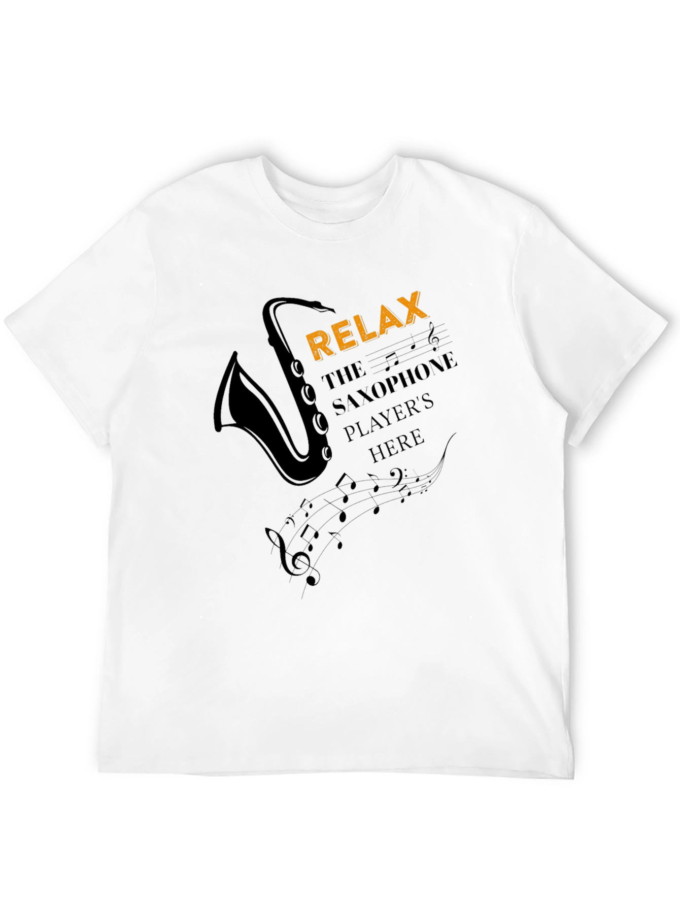 Relax Saxophone Player Mens Black Graphic T-Shirt
