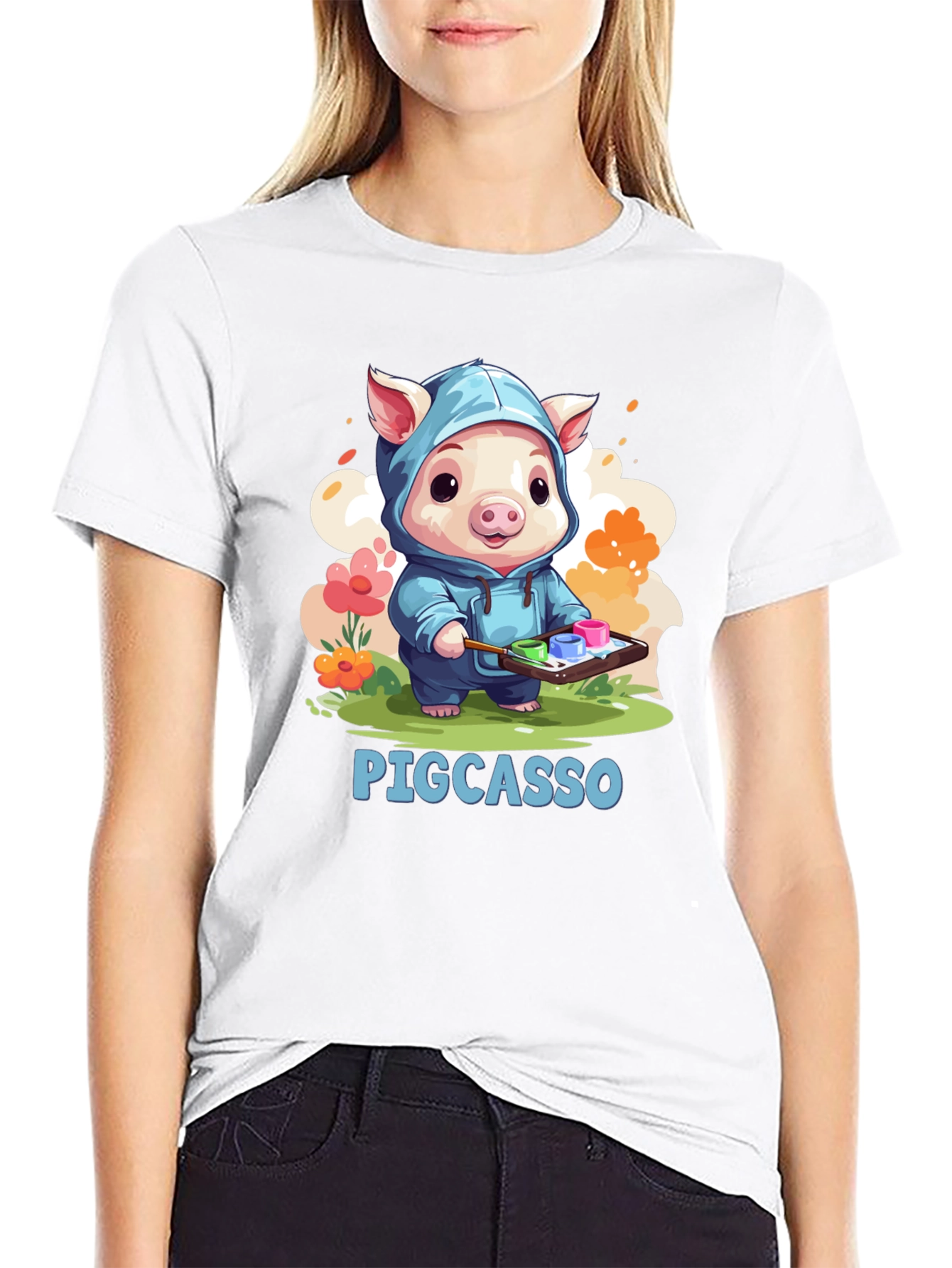 Pigcasso Artist Pig Black T-Shirt