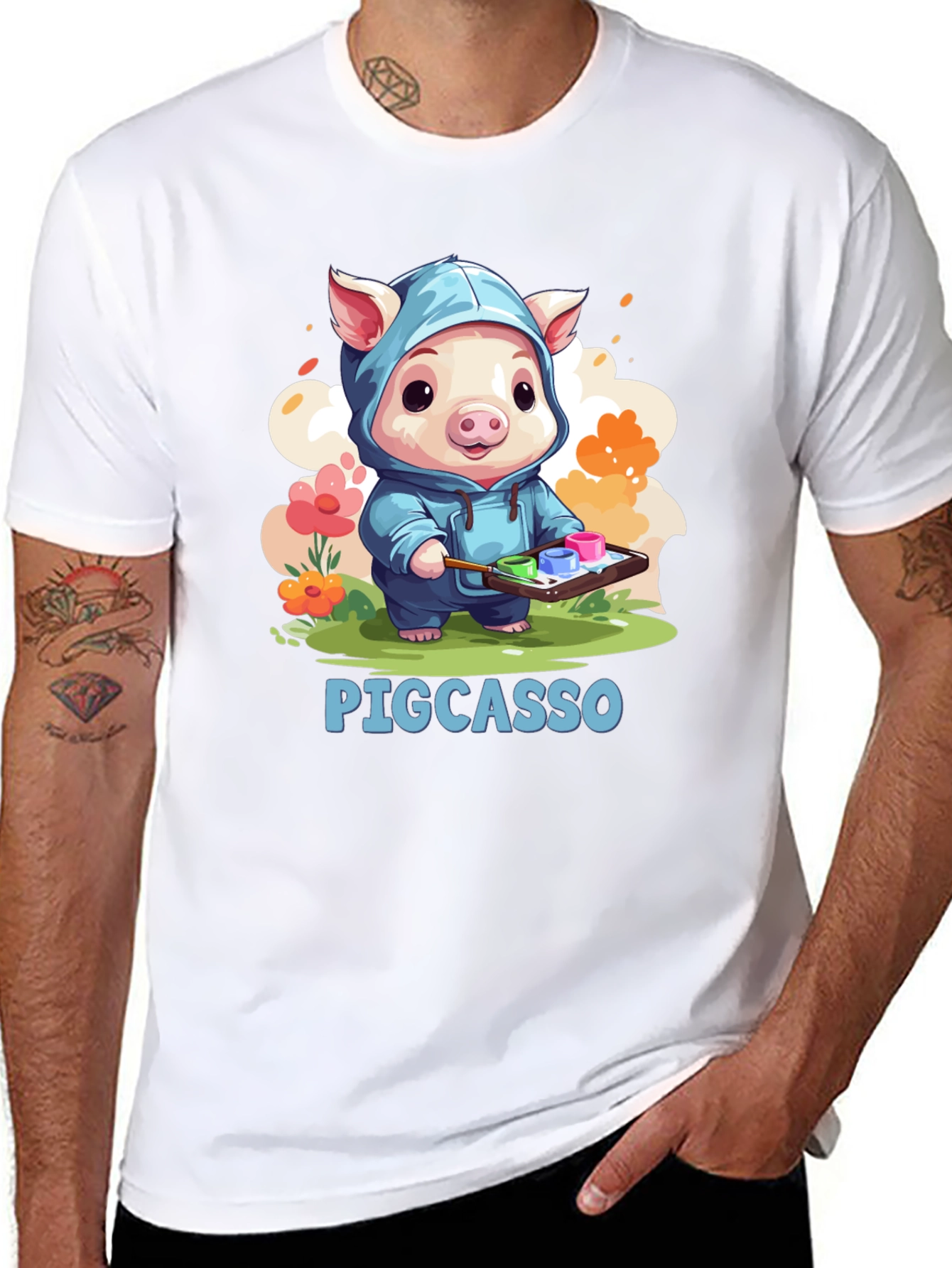 Pigcasso Artist Pig Black T-Shirt