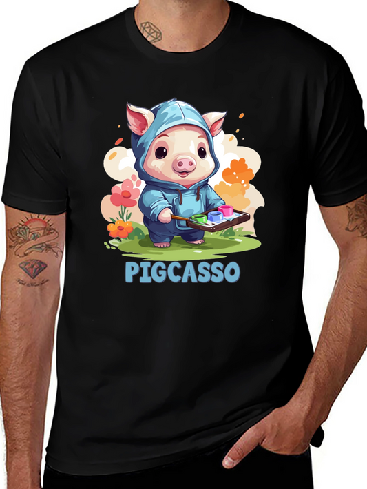 Pigcasso Artist Pig Black T-Shirt