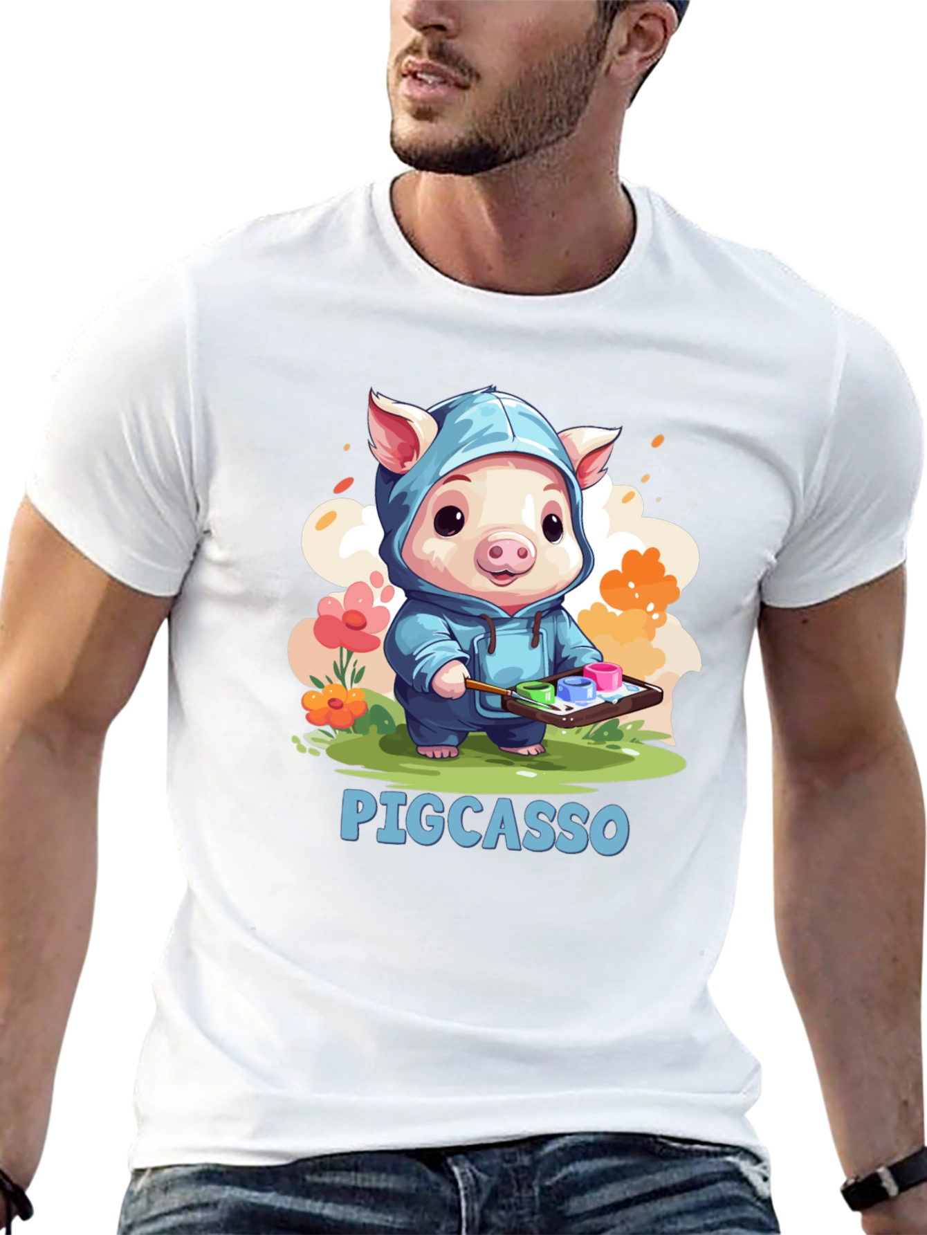 Pigcasso Artist Pig Black T-Shirt