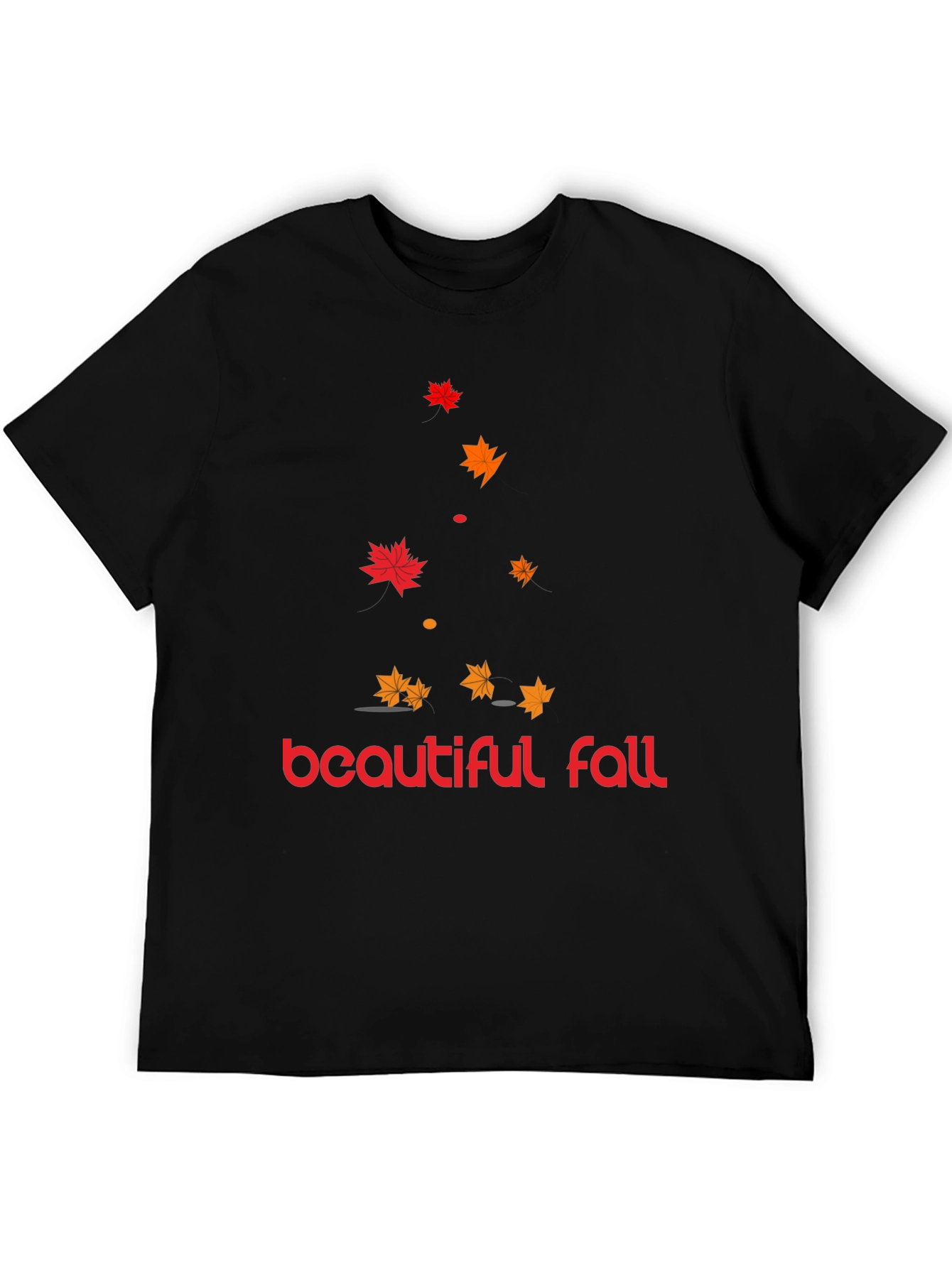 Beautiful Fall Leaves Graphic Tee - Mens Black T-Shirt