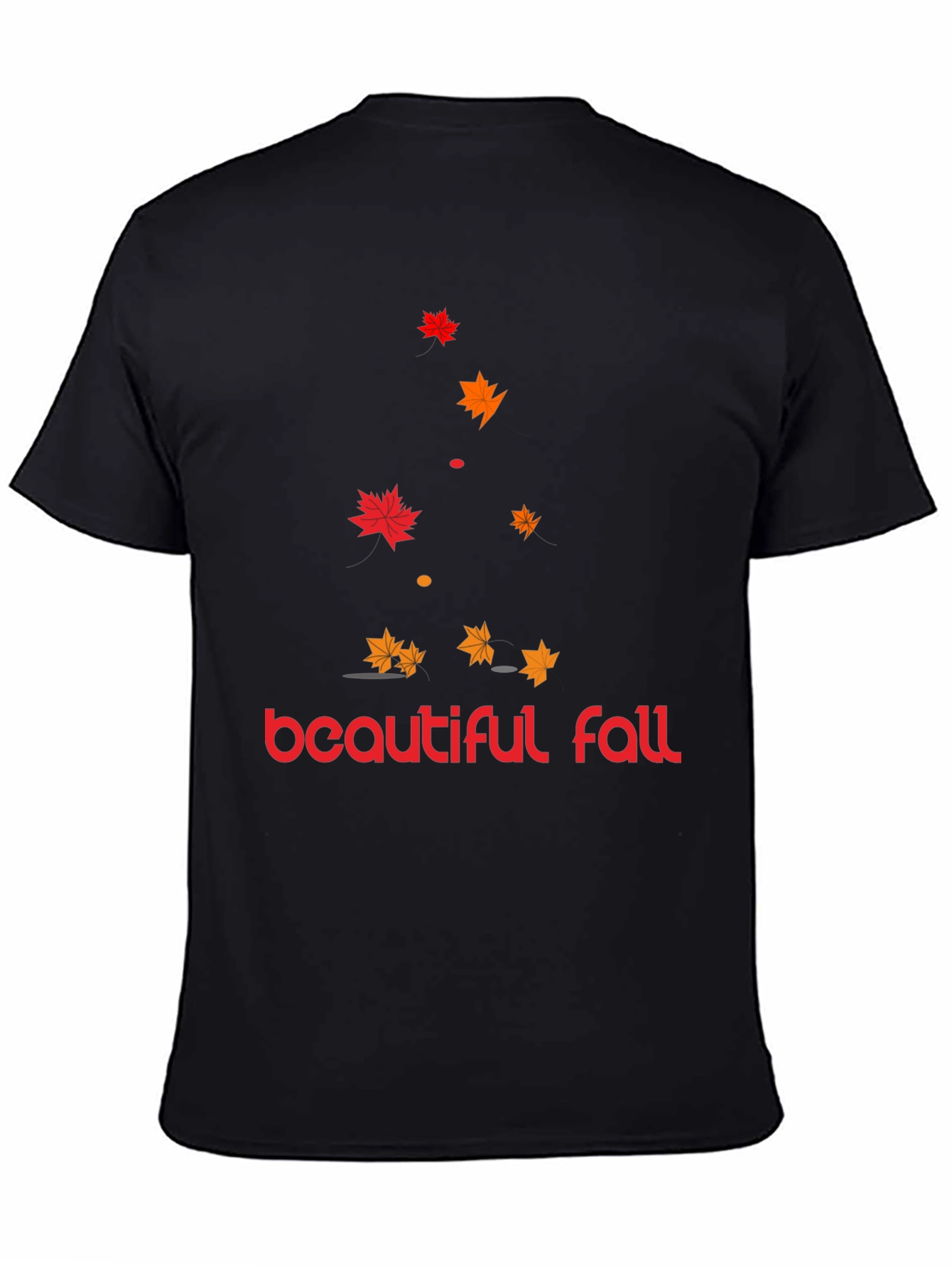 Beautiful Fall Leaves Graphic Tee - Mens Black T-Shirt