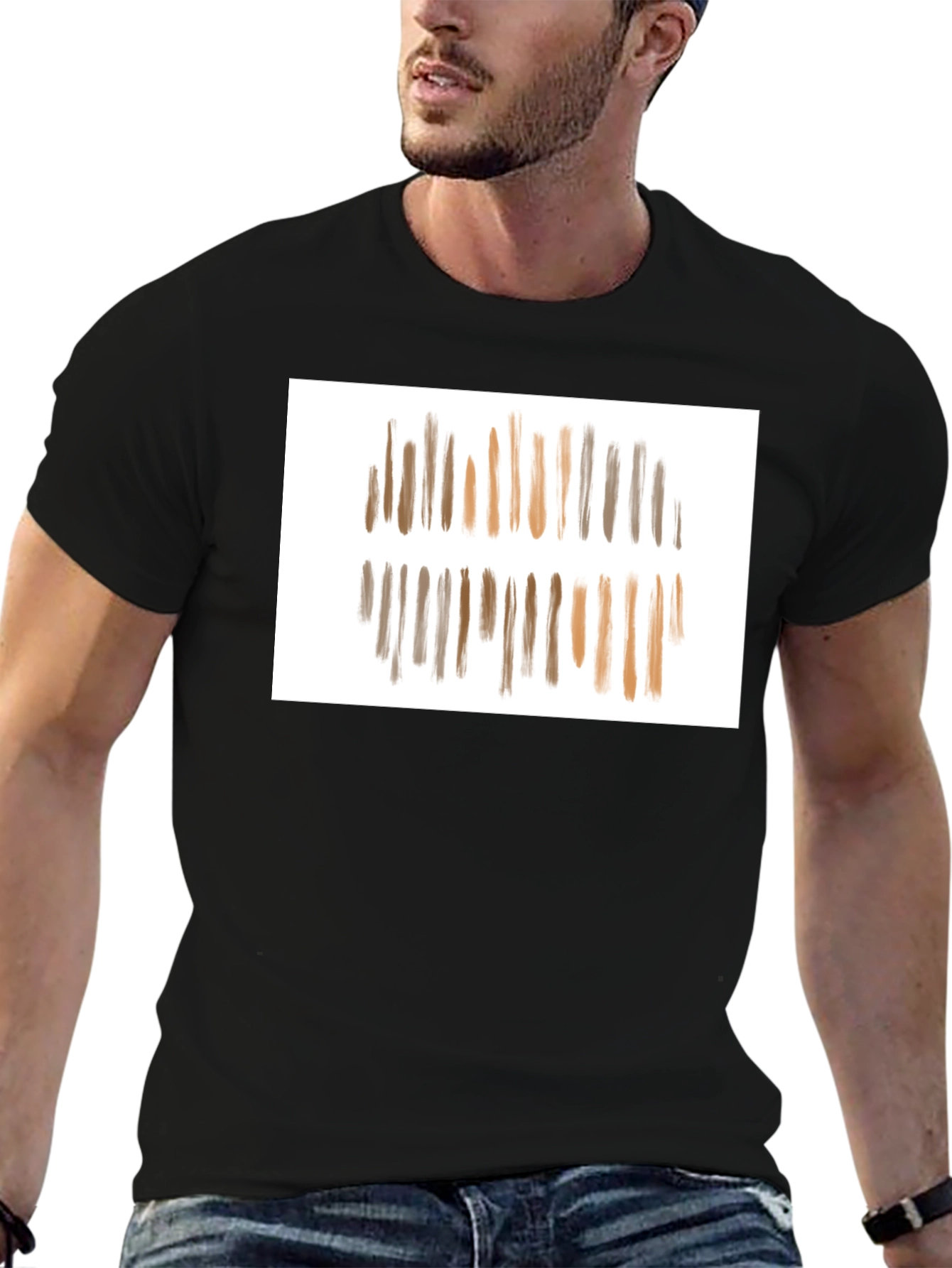 Abstract Stripe Graphic Tee - Modern Casual Style