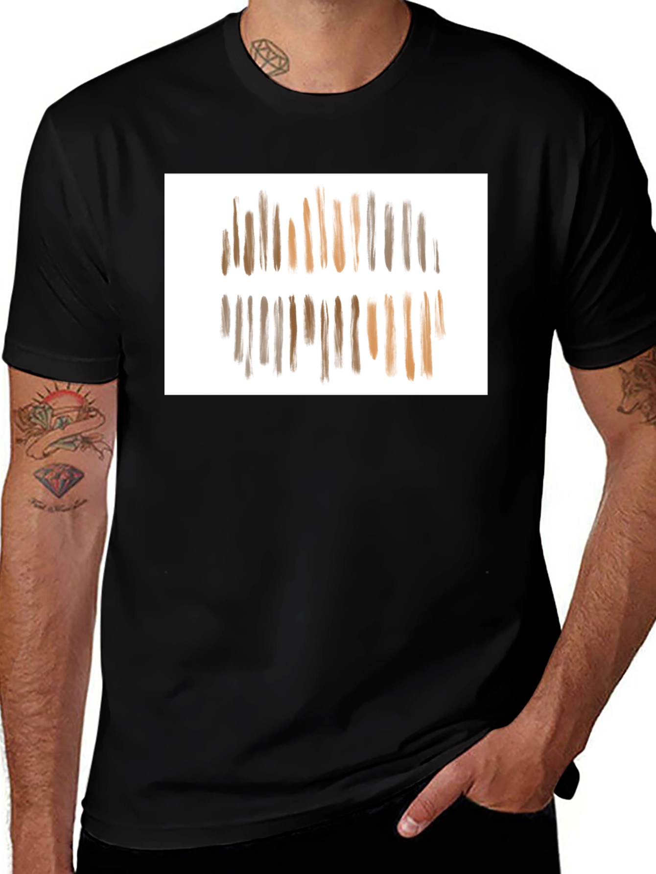 Abstract Stripe Graphic Tee - Modern Casual Style