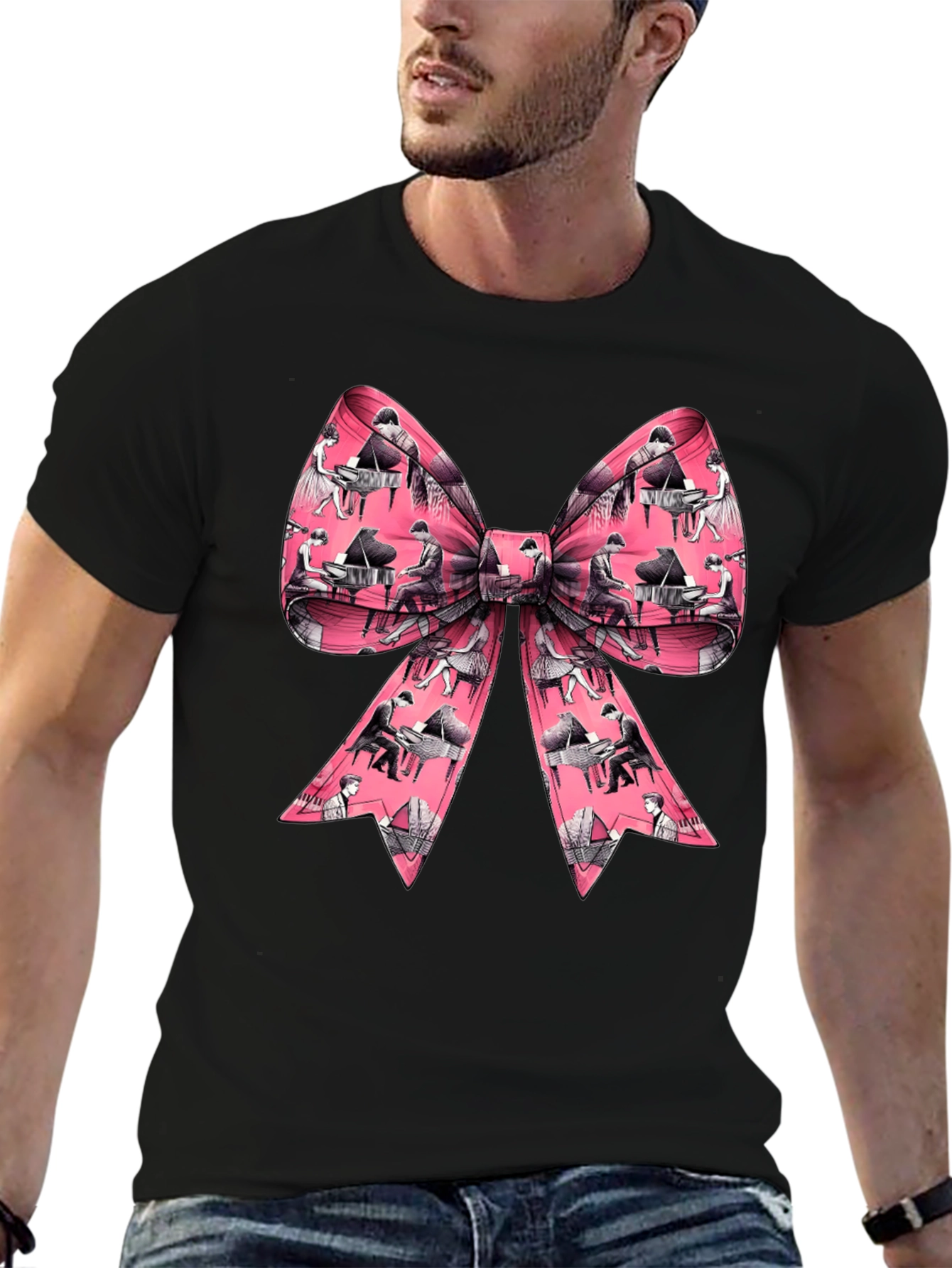 Piano Bow T-Shirt - Musical Gift