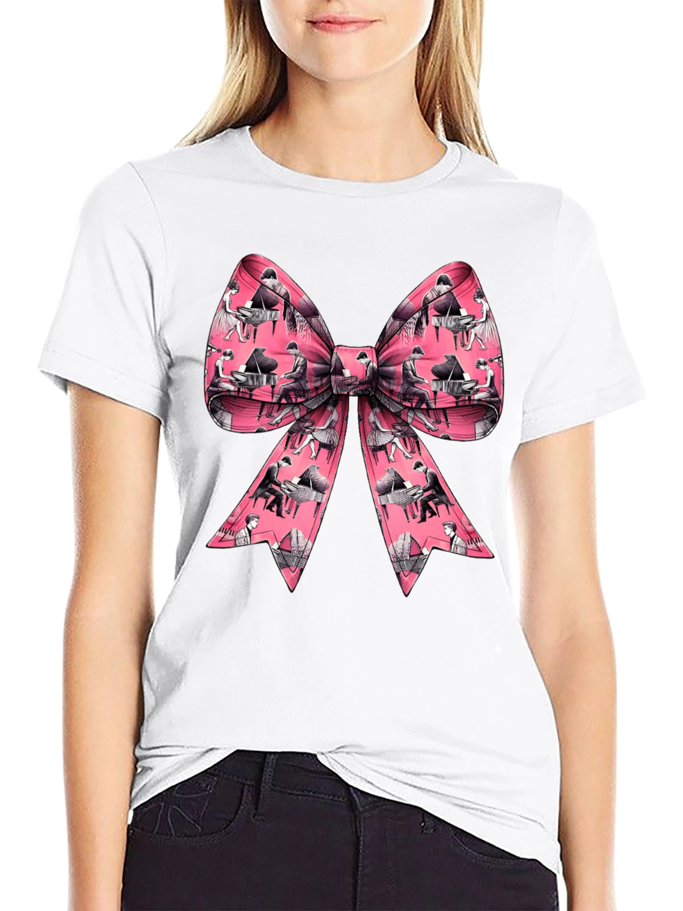 Piano Bow T-Shirt - Musical Gift