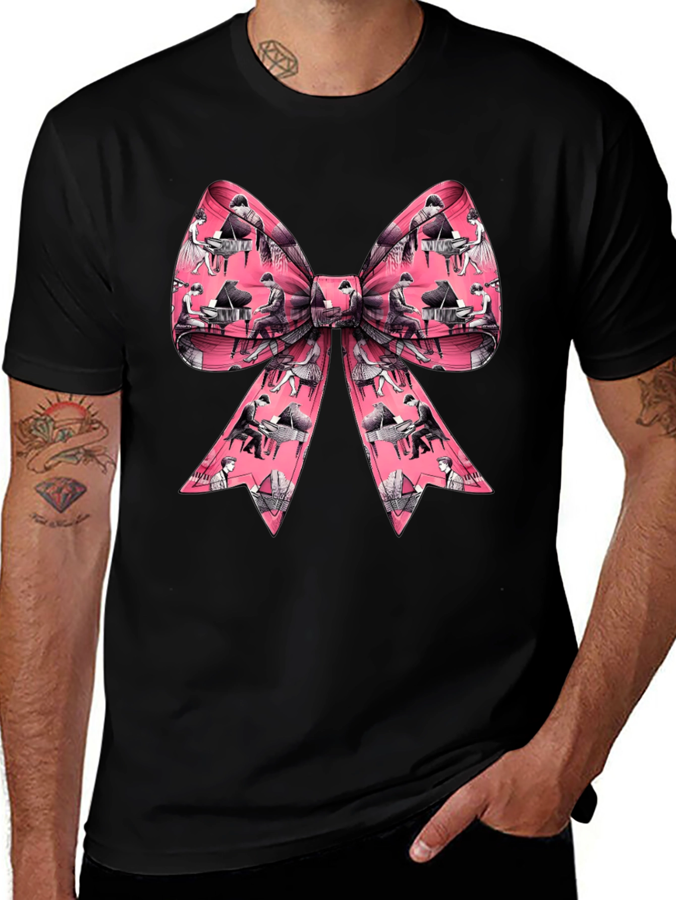 Piano Bow T-Shirt - Musical Gift