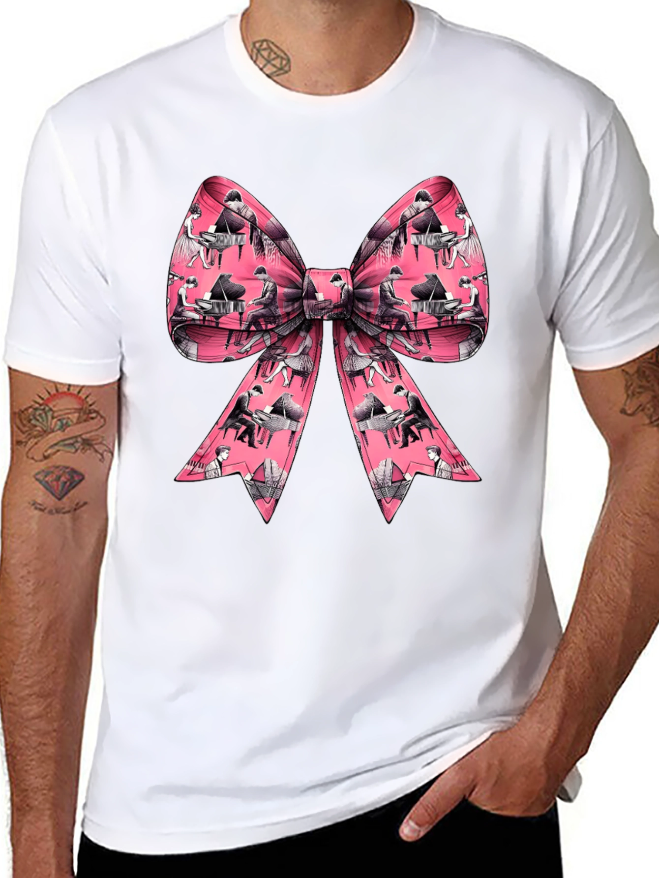 Piano Bow T-Shirt - Musical Gift
