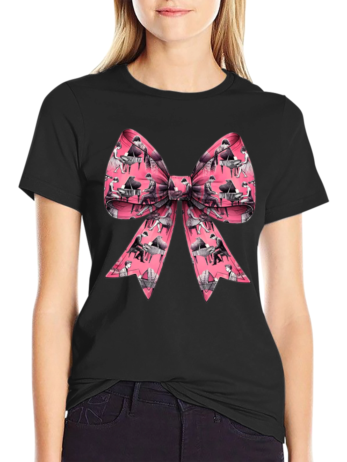 Piano Bow T-Shirt - Musical Gift