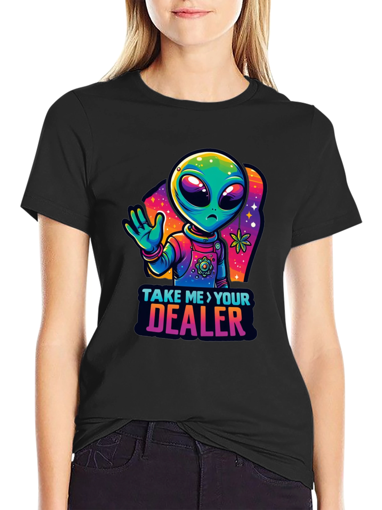 Alien Take Me To Your Dealer Black T-Shirt