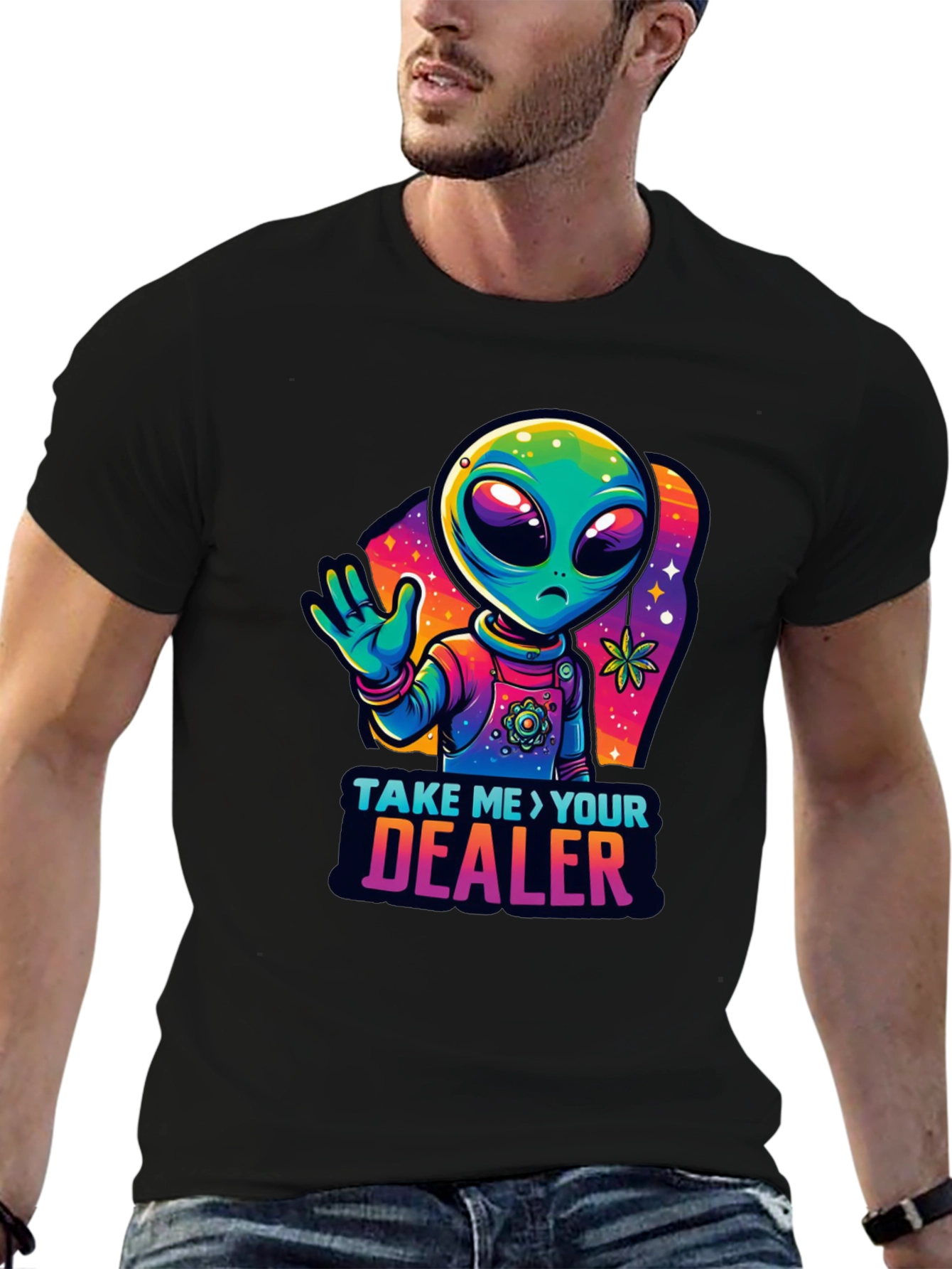 Alien Take Me To Your Dealer Black T-Shirt