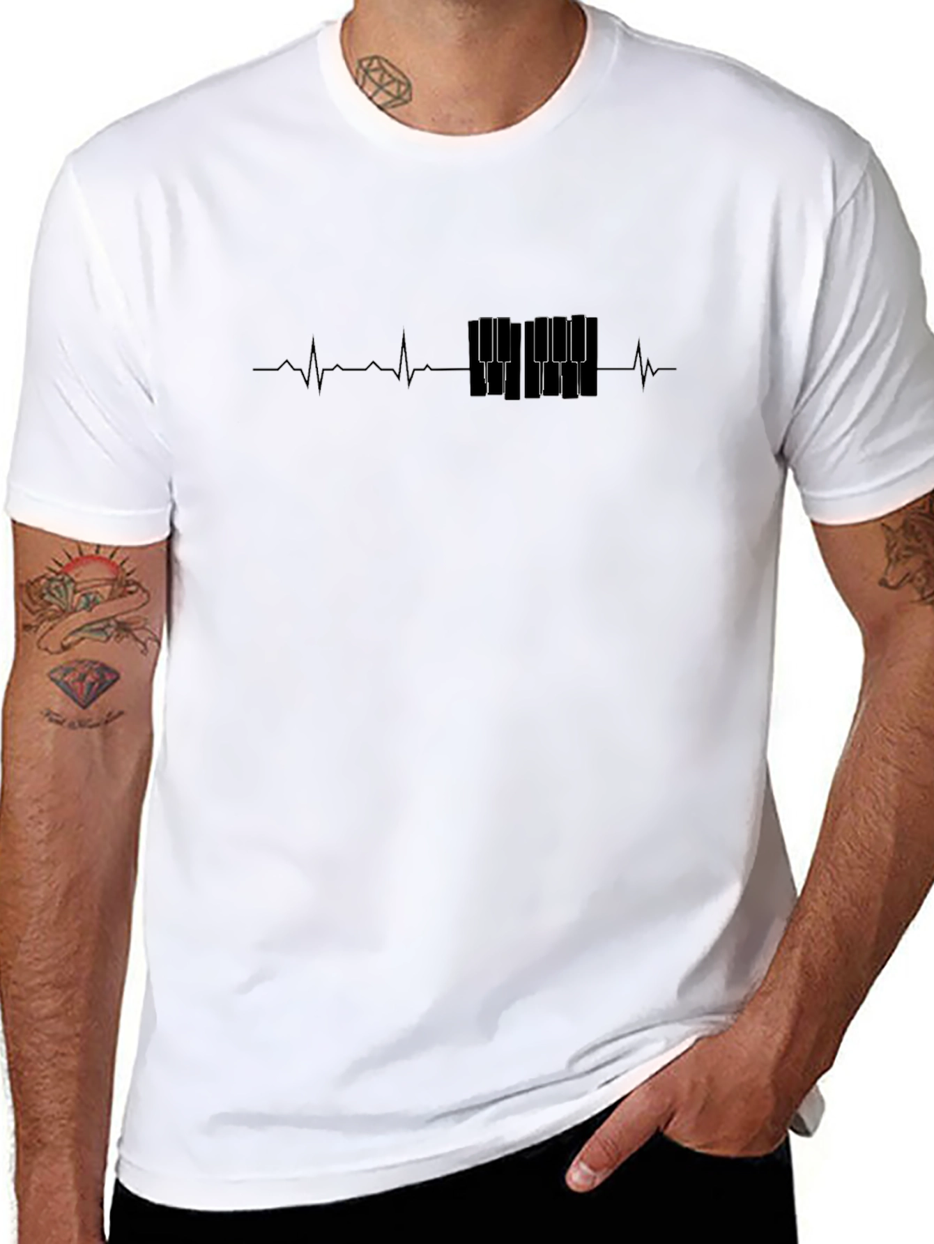 Piano Keys Heartbeat T-Shirt - Music Lover Tee