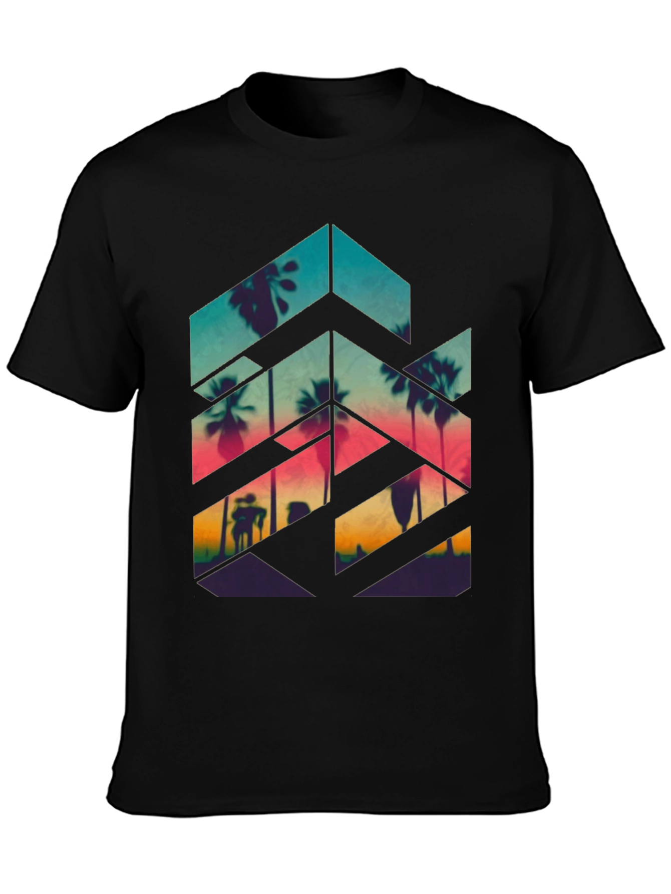Sunset Palm Geometric Tee