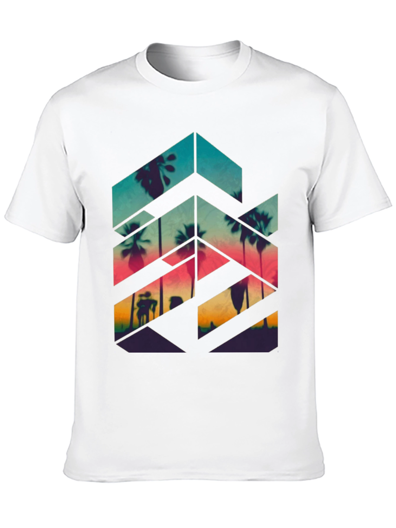 Sunset Palm Geometric Tee