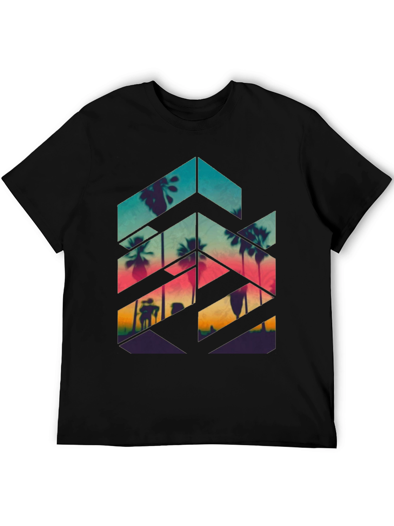 Sunset Palm Geometric Tee
