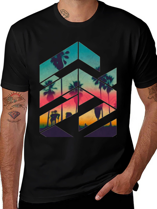 Sunset Palm Geometric Tee