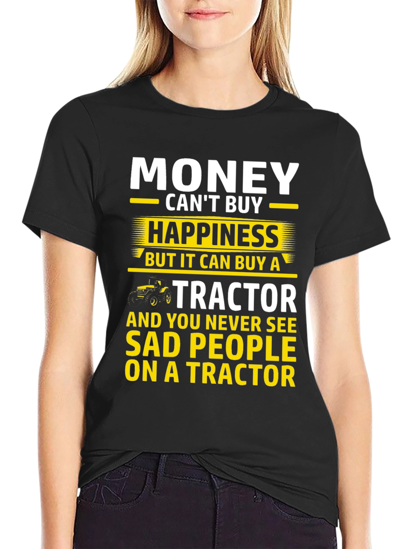 Money Cant Buy Happiness Tractor Graphic T-Shirt