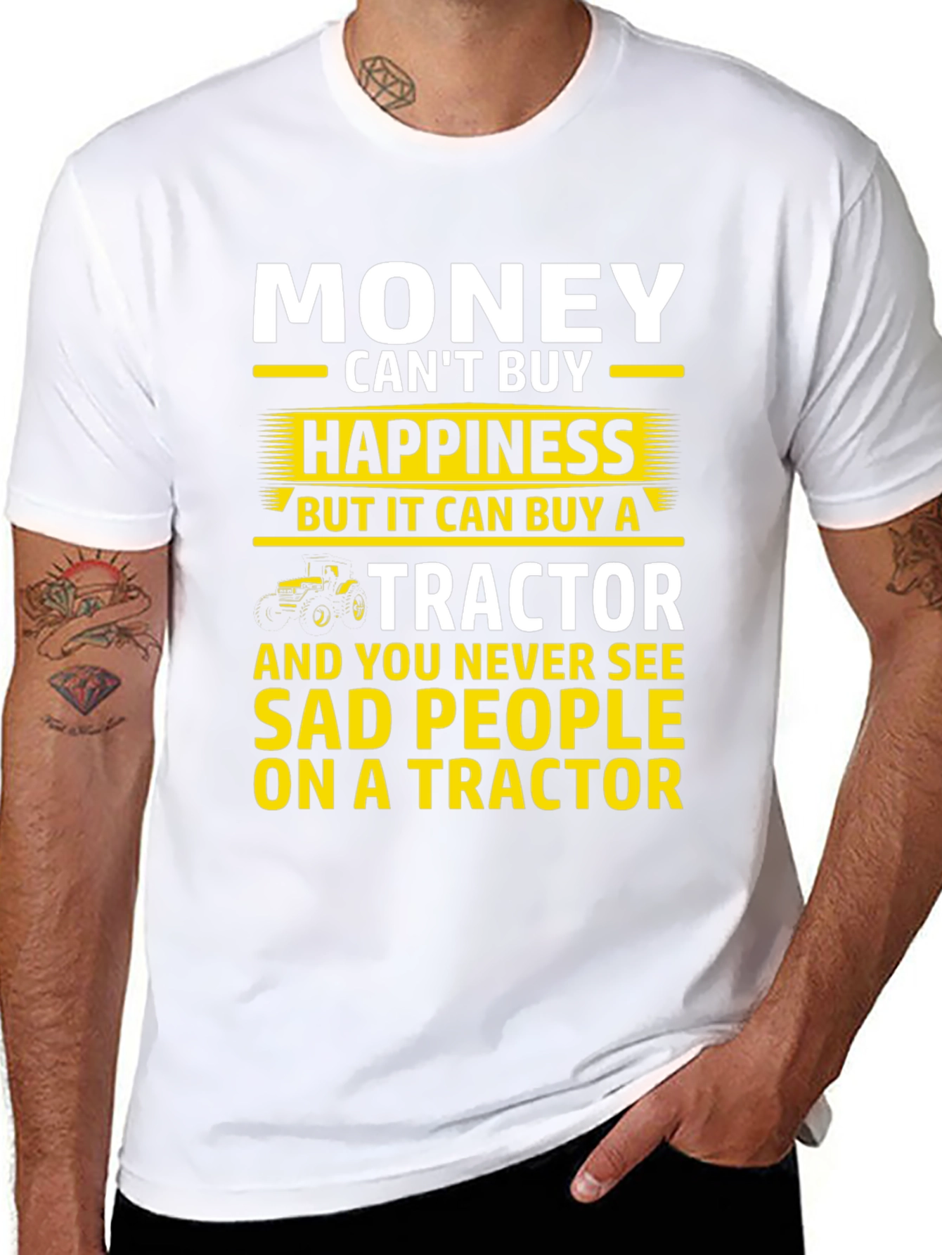 Money Cant Buy Happiness Tractor Graphic T-Shirt