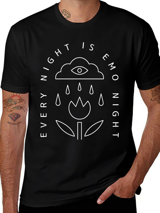 Emo Night Graphic Tee - Black Cotton T-Shirt