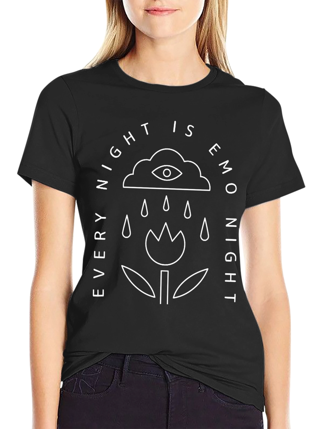Emo Night Graphic Tee - Black Cotton T-Shirt