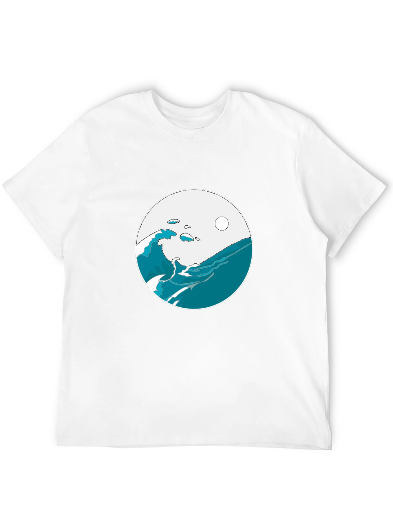Ocean Wave Graphic Tee - Black Cotton Blend T-Shirt