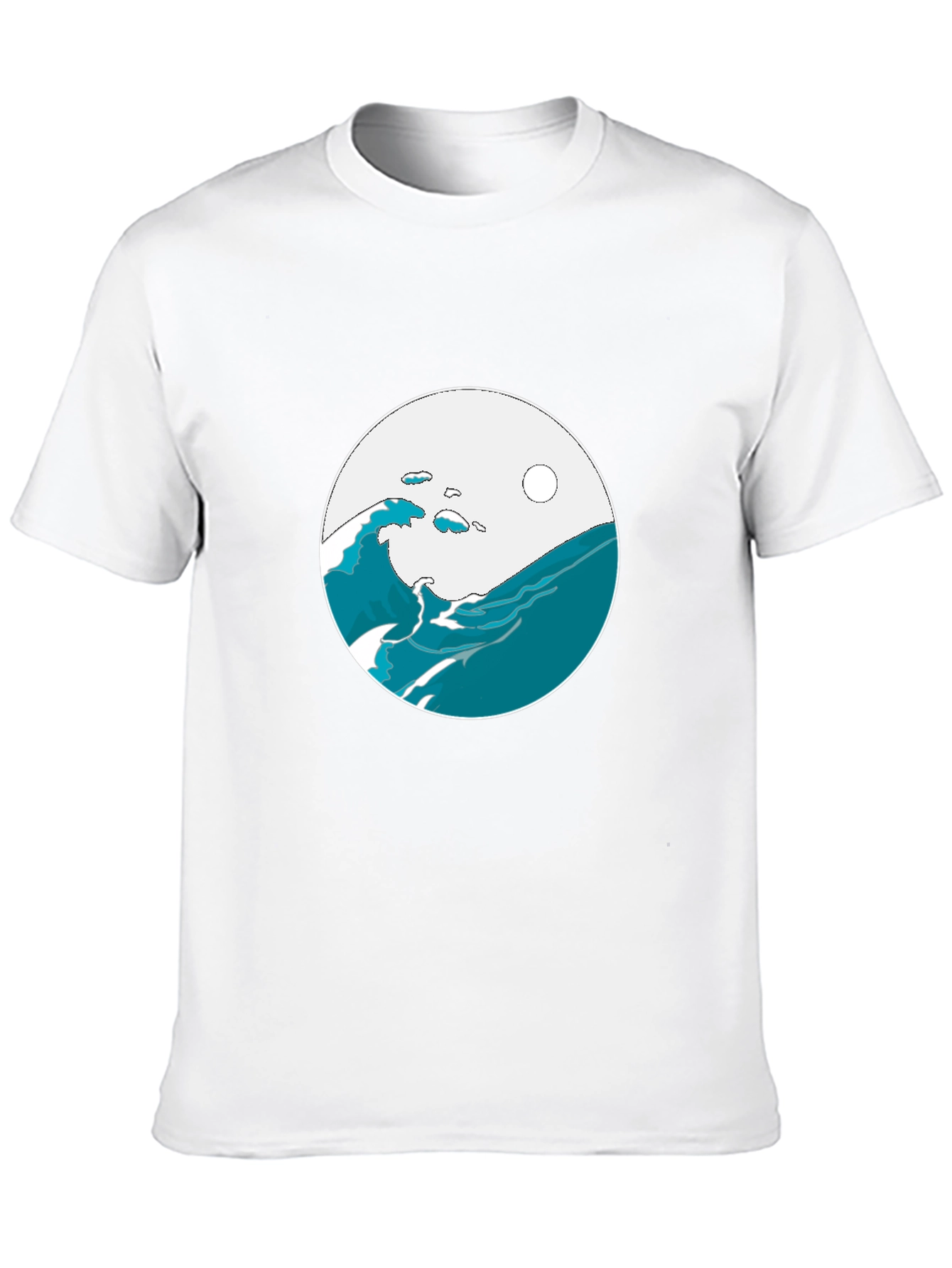 Ocean Wave Graphic Tee - Black Cotton Blend T-Shirt