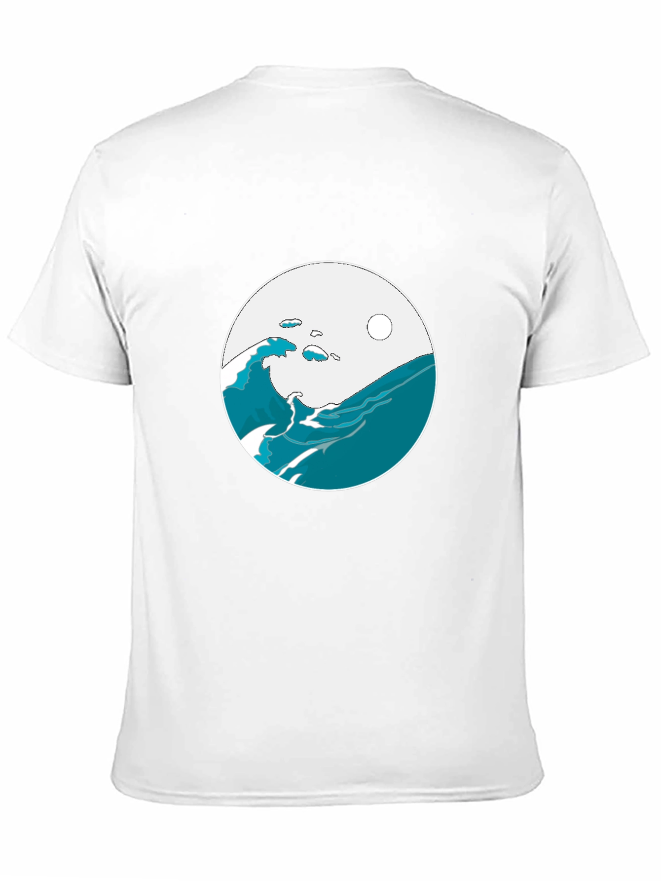 Ocean Wave Graphic Tee - Black Cotton Blend T-Shirt