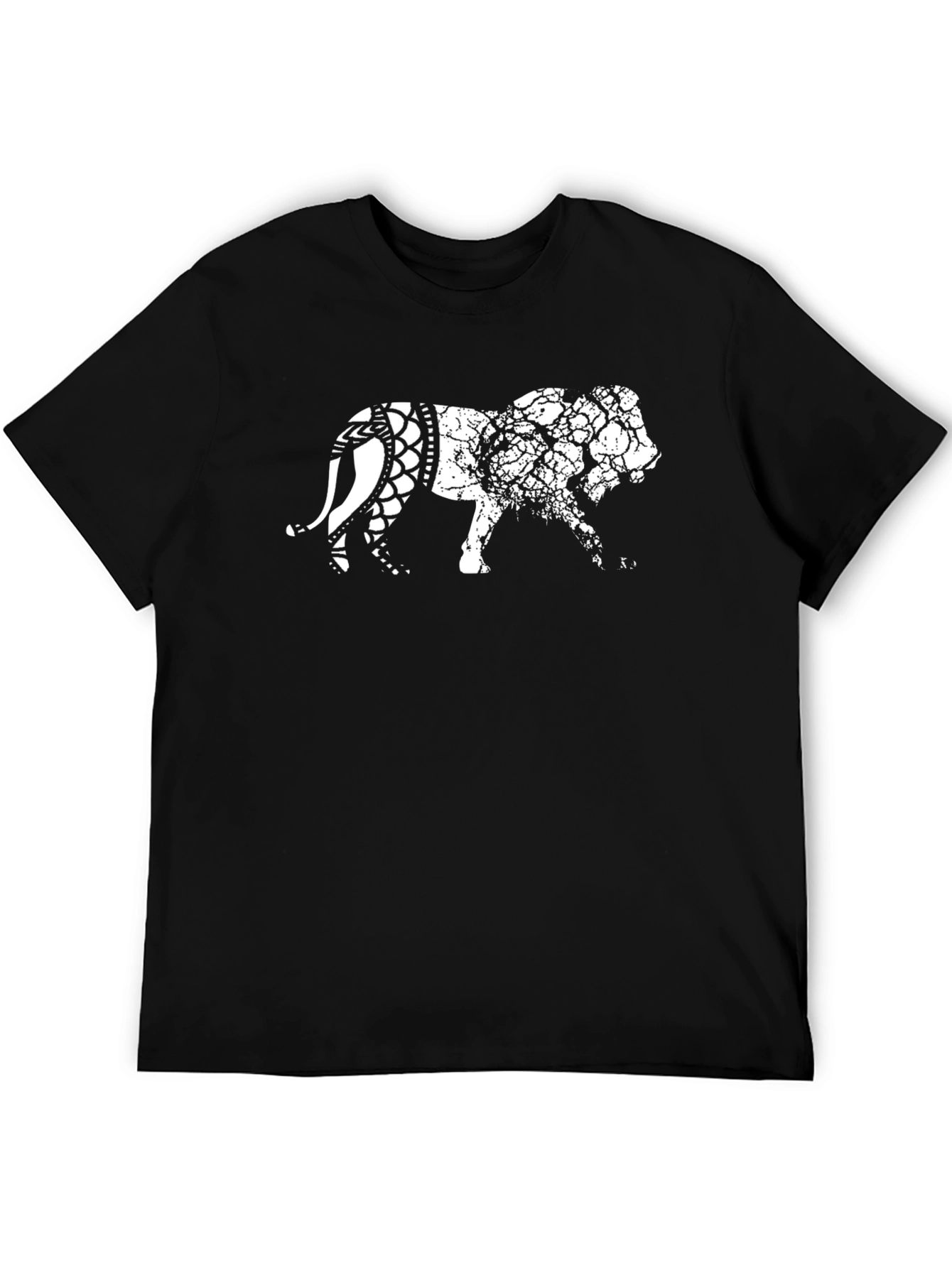 Mens Black T-Shirt with Graphic Elephant Print