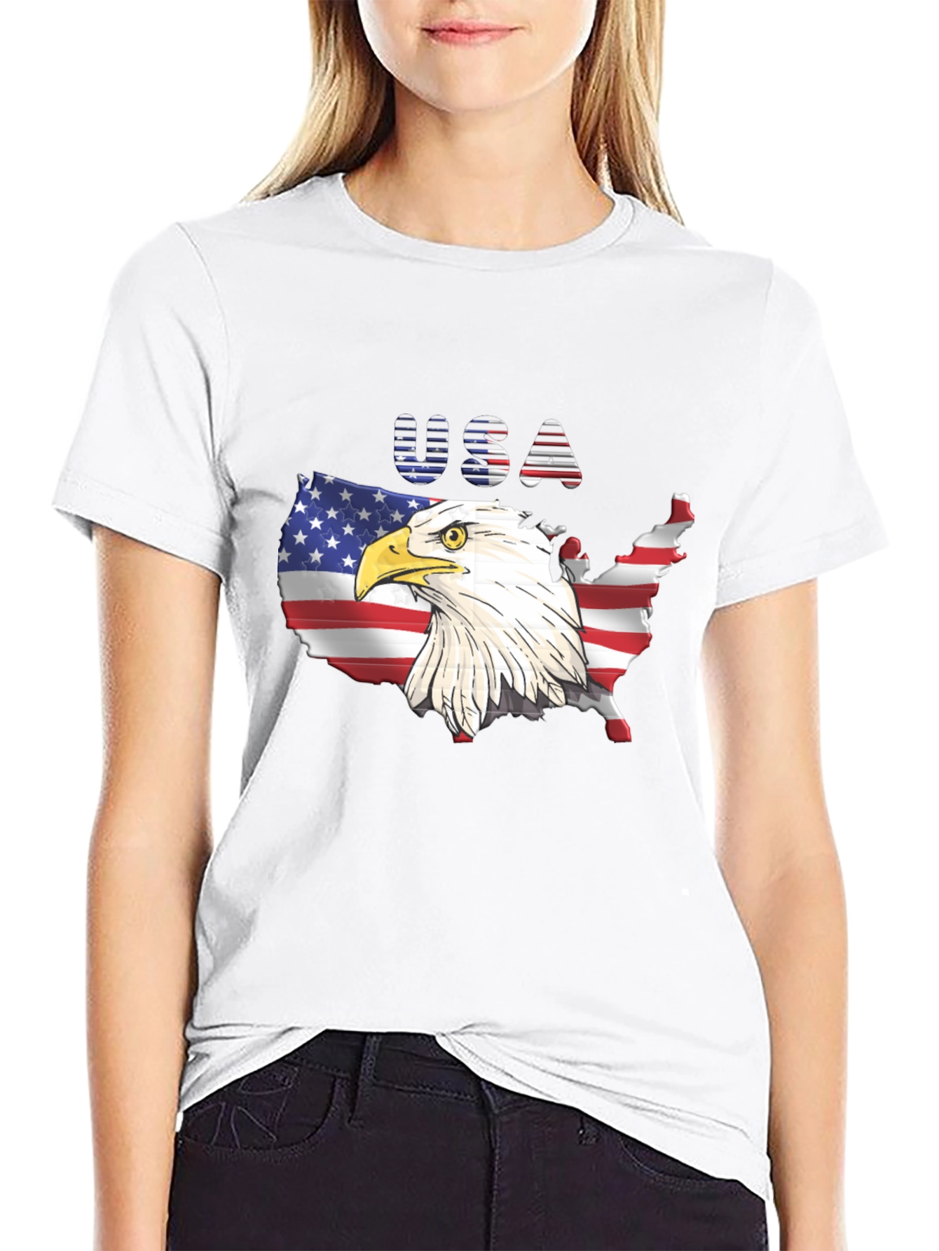USA Eagle Graphic T-Shirt Patriotic Tee