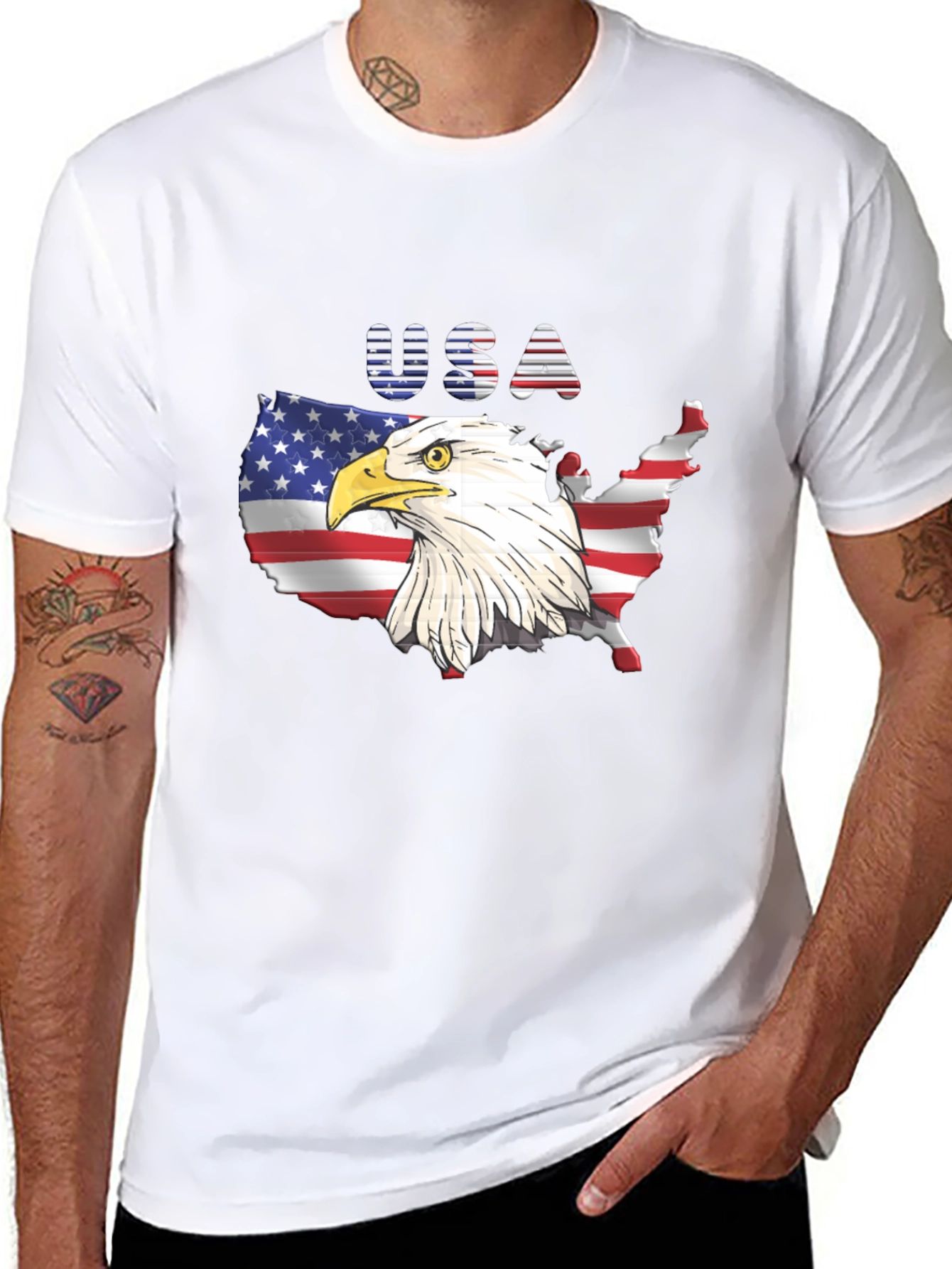USA Eagle Graphic T-Shirt Patriotic Tee