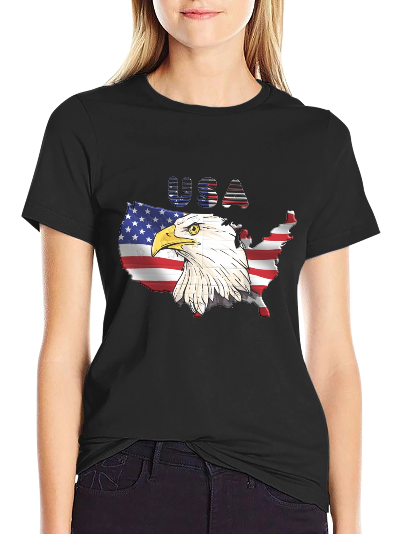 USA Eagle Graphic T-Shirt Patriotic Tee