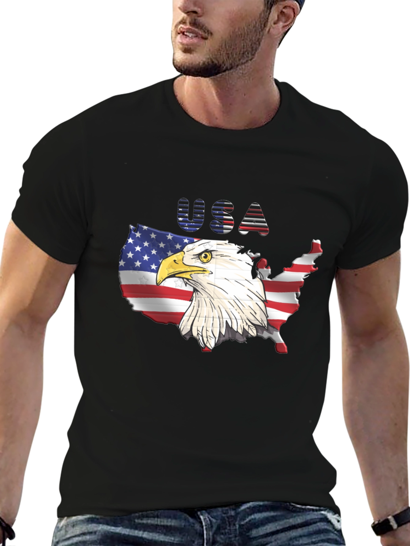 USA Eagle Graphic T-Shirt Patriotic Tee