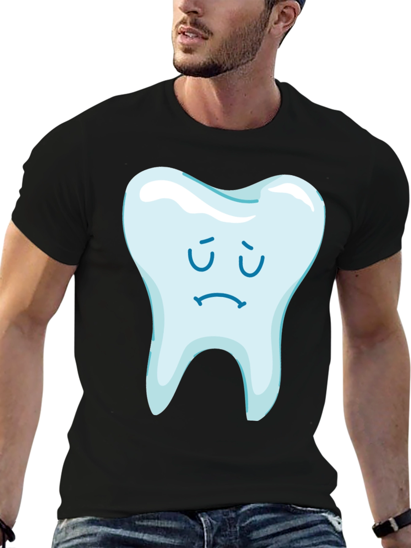 Sad Tooth Graphic Tee - Black Cotton T-Shirt