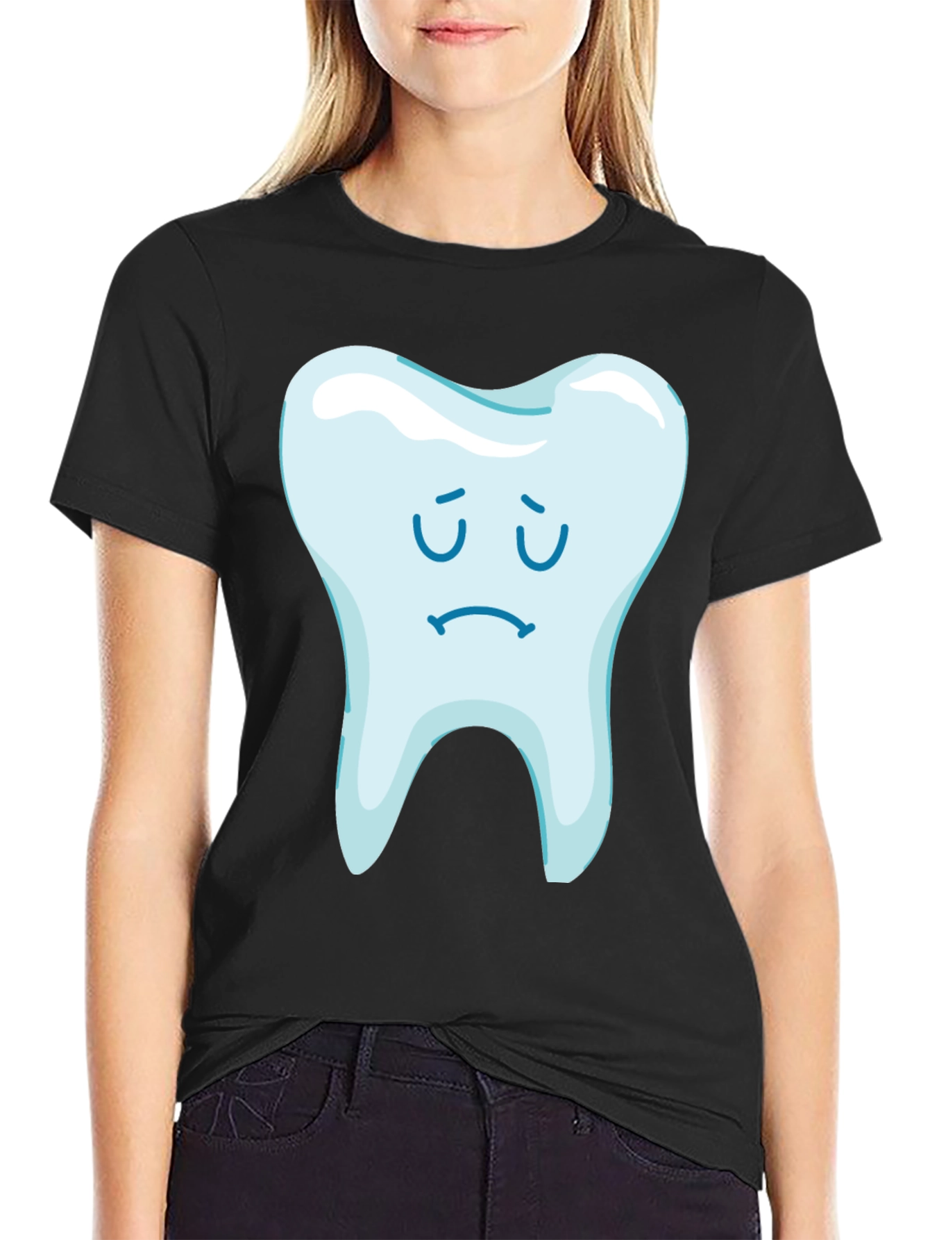 Sad Tooth Graphic Tee - Black Cotton T-Shirt